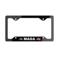 MAGA License Plate Frame - Bold Patriotic Flag Design, Glossy Aluminum, Easy Install