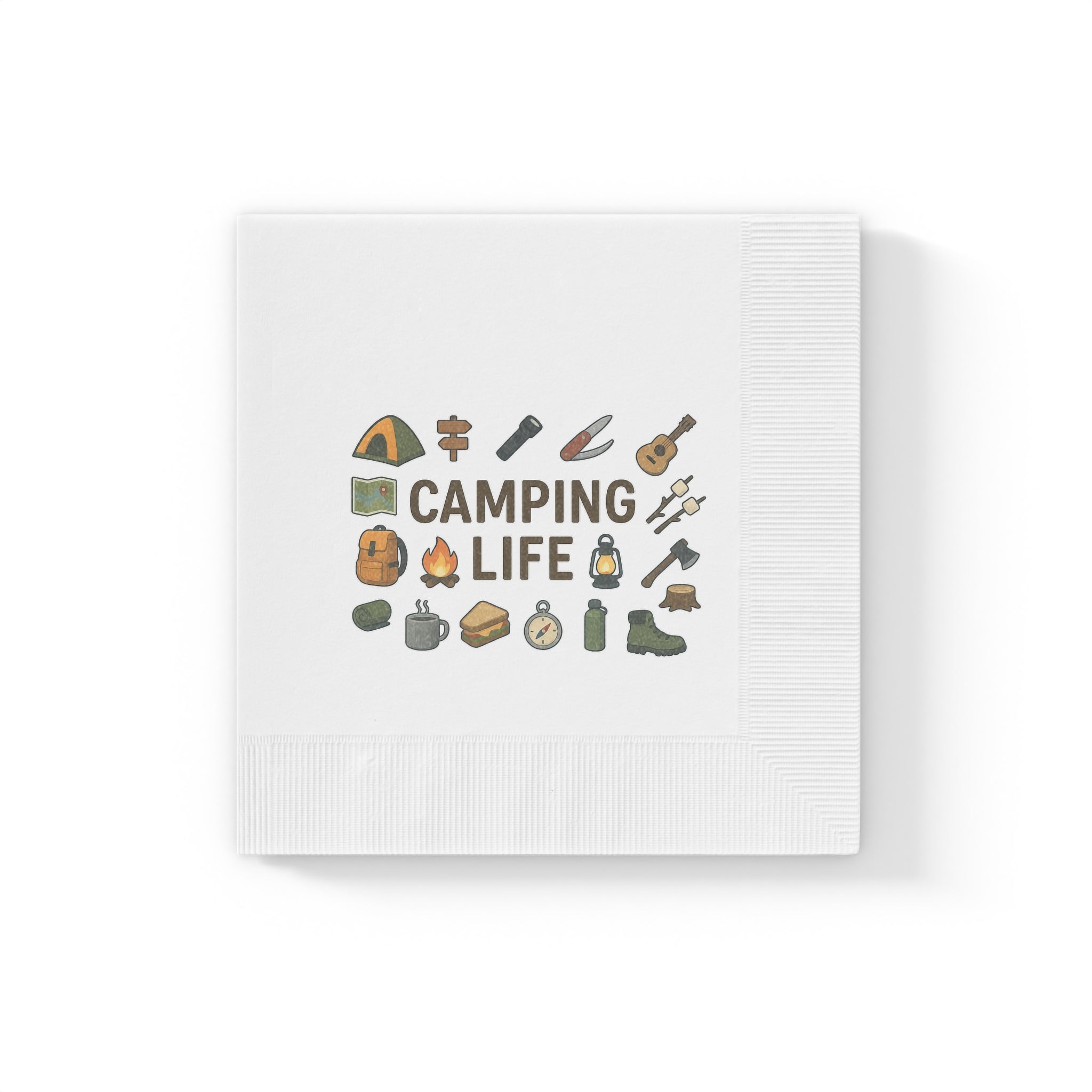 Camping Life Napkins | Camping Party Napkins | Outdoor Adventure Table Decor | Campfire Party Supplies | (50 or 100 Count) 2 sizes