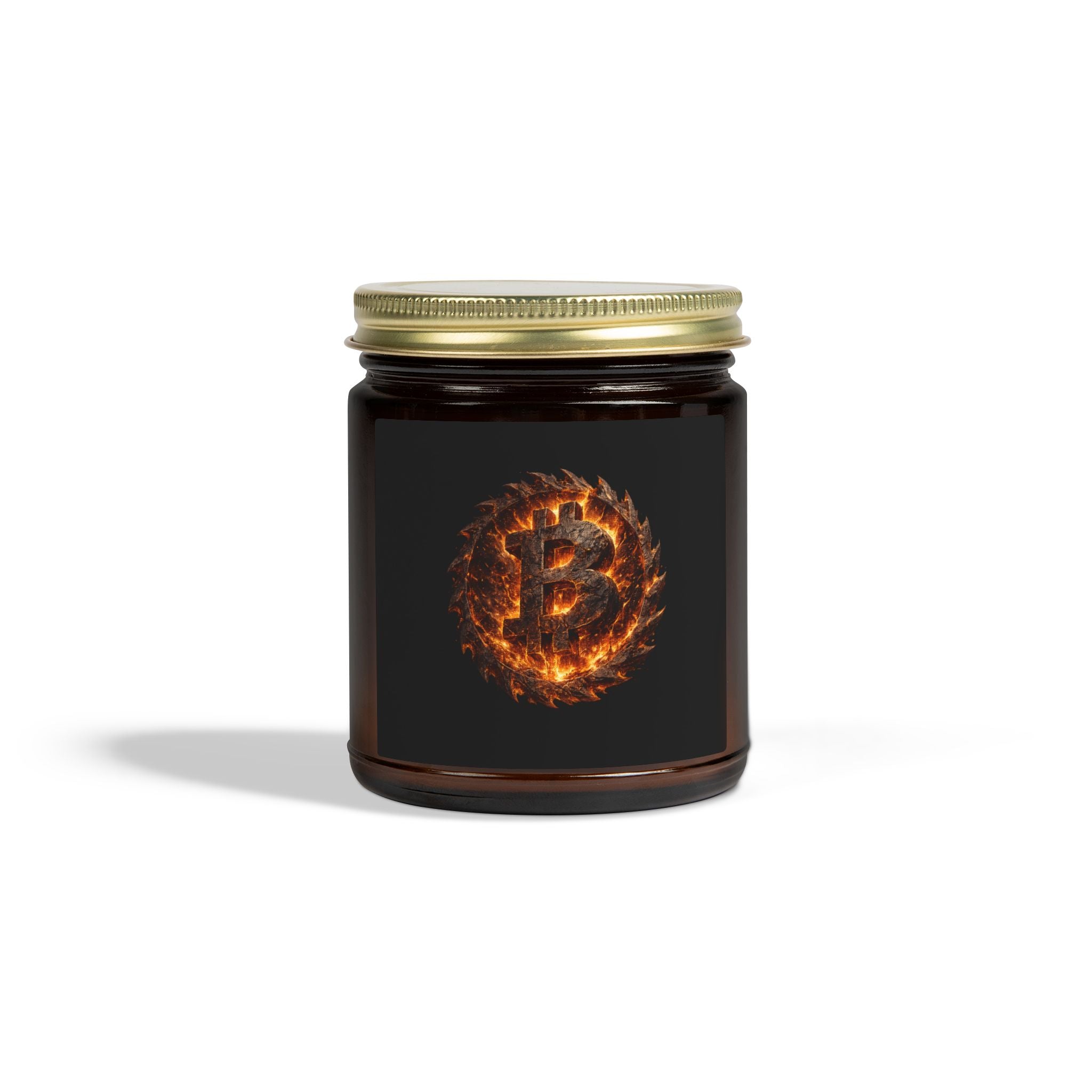 Fiery Bitcoin Logo Candle Coconut Apricot Wax Candle | 4oz 9oz