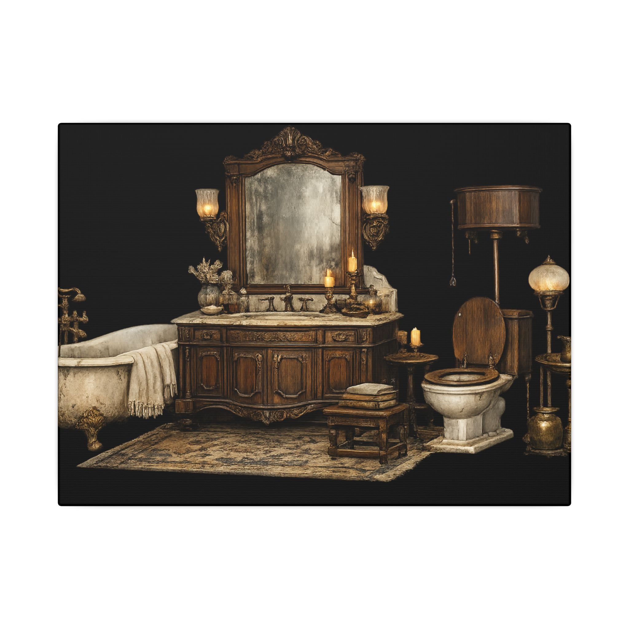 Antique Bathroom Canvas Art | Vintage Clawfoot Tub Wall Art | Rustic Bathroom Decor | Farmhouse Bath Wall Canvas | Available in 2 Sizes