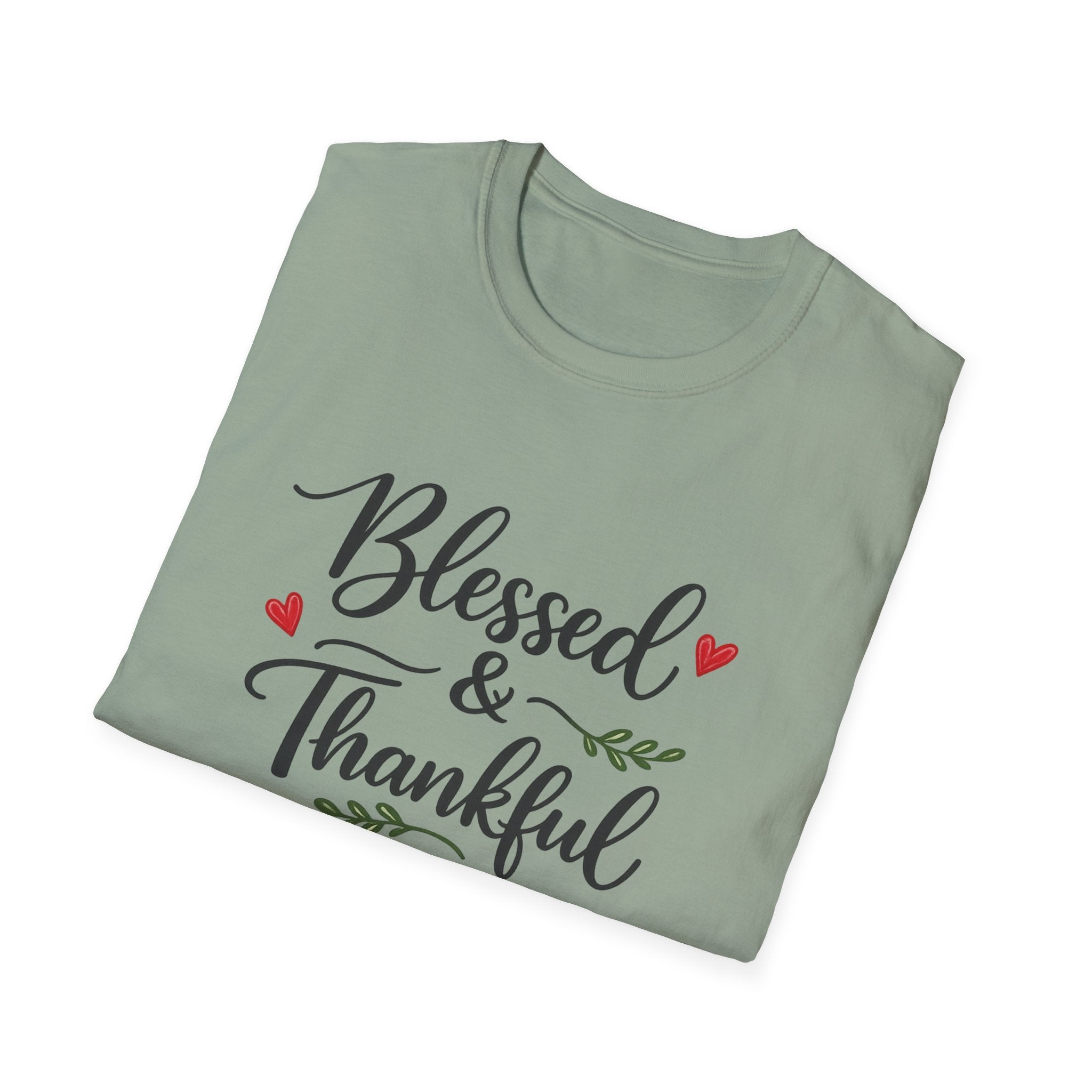 Blessed & Thankful T-Shirt | Christian Gratitude Shirt | Faith Inspired Tee | 7 colors - 100% cotton