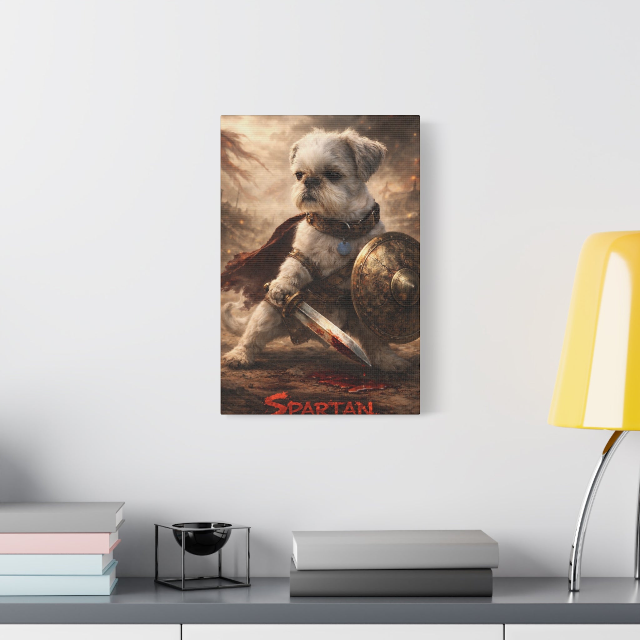 Custom Pet Warrior Canvas | Spartan Dog Art | Personalized Battle Dog Wall Art | Epic Pet Portrait | 12 x 18