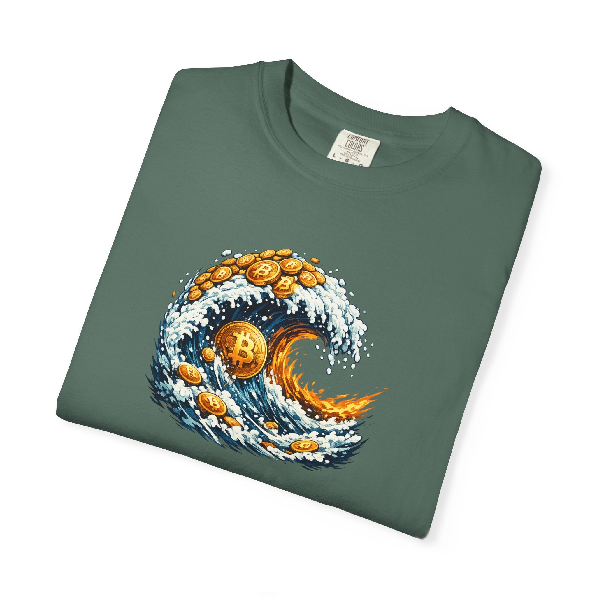 Bitcoin Tidal Wave T-Shirt | Futuristic Crypto Graphic Tee | Bitcoin Art Shirt | Crypto Gift for Him | 12 colors - 100% cotton