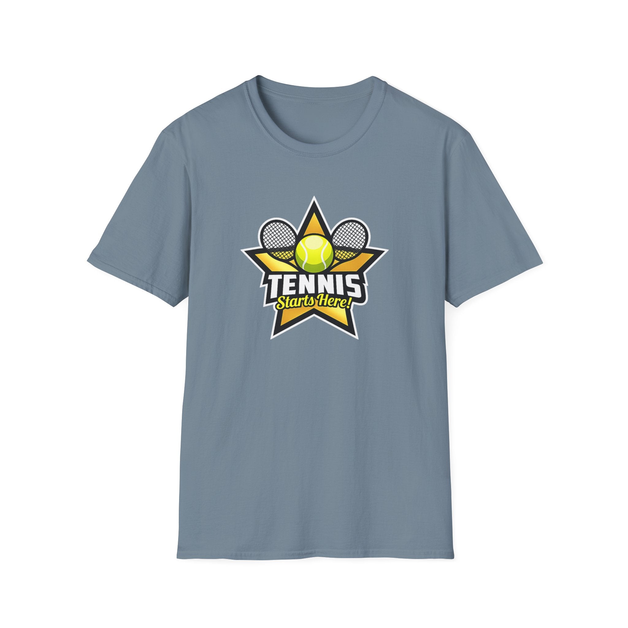 Tennis Starts Here T-Shirt | Tennis Player Shirt | Tennis Lover Gift | Court Life Tennis Apparel | 6 colors - 100% cotton