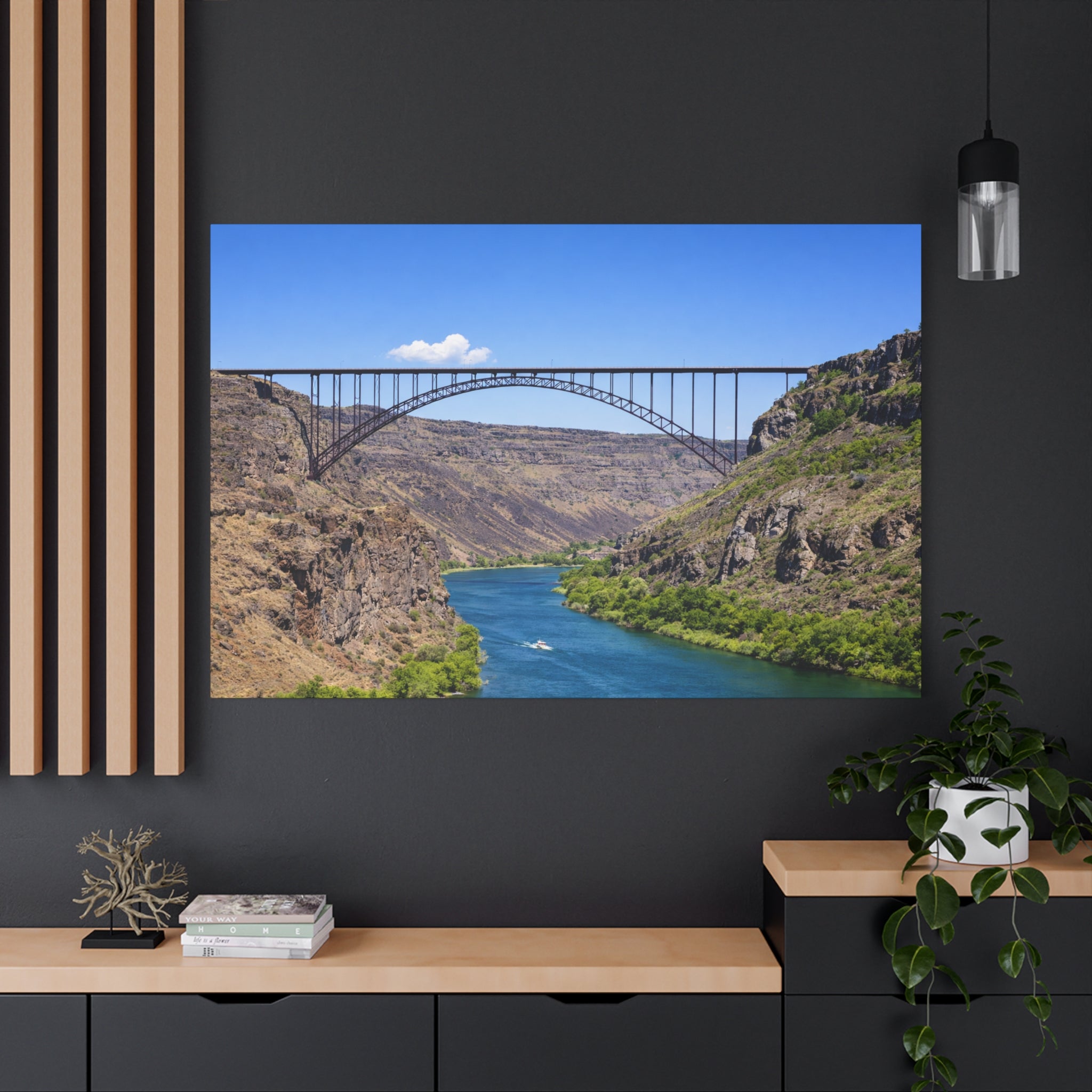 Perrine Bridge Canvas Wall Art | Snake River Canyon Landscape | Twin Falls Idaho Scenic Photography | Stretched 1.25" | 6 sizes
