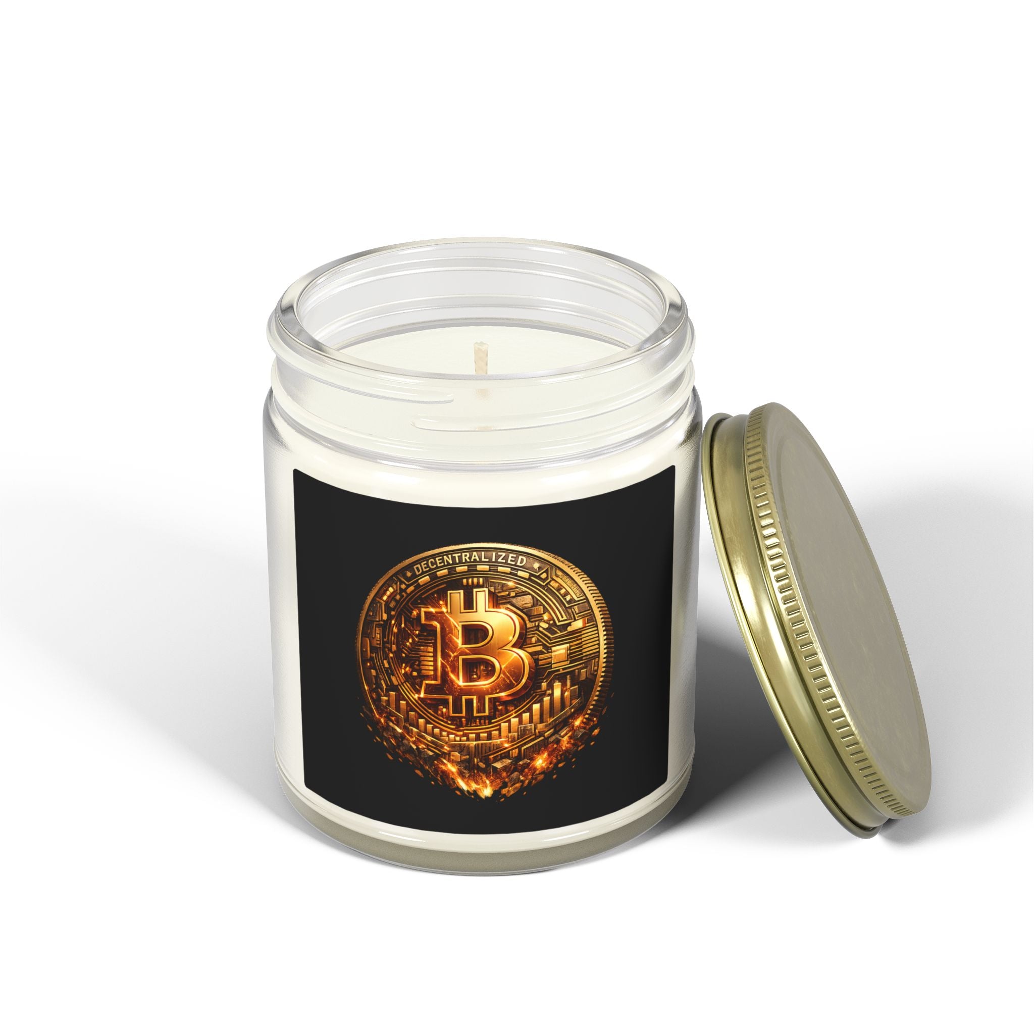 Burning Bitcoin Coin Candle | Coconut Apricot Wax | 4oz 9oz | 8 scents available