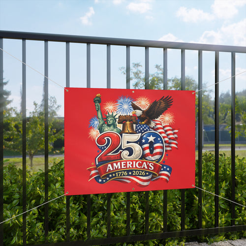 America 250 Banner | Patriotic 250th USA Anniversary Vinyl Banner |  Fourth of July Party Decoration | Patriotic Event Banner | 2 sizes