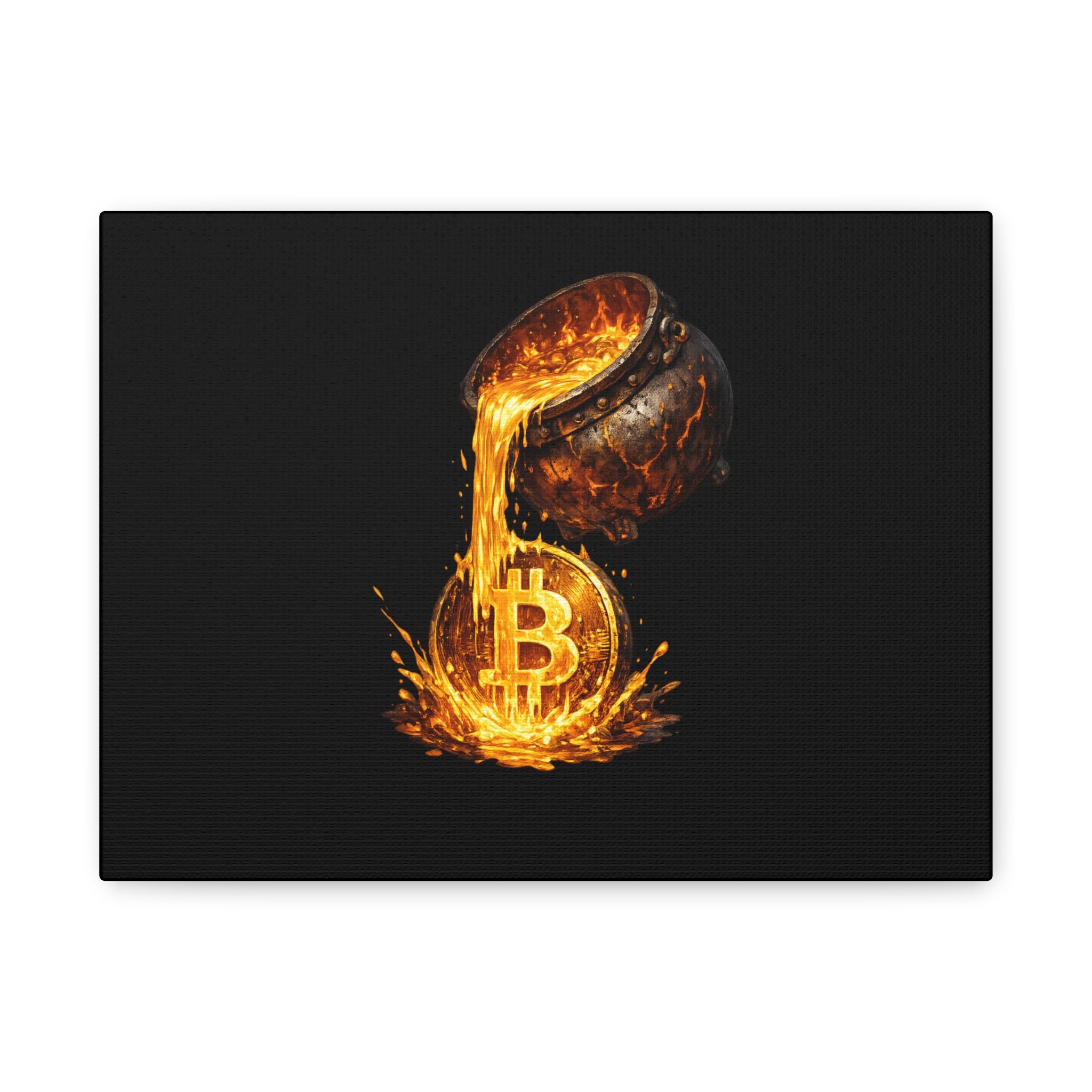Molten Bitcoin Pour Canvas | Bitcoin Wall Art | 12 x 9