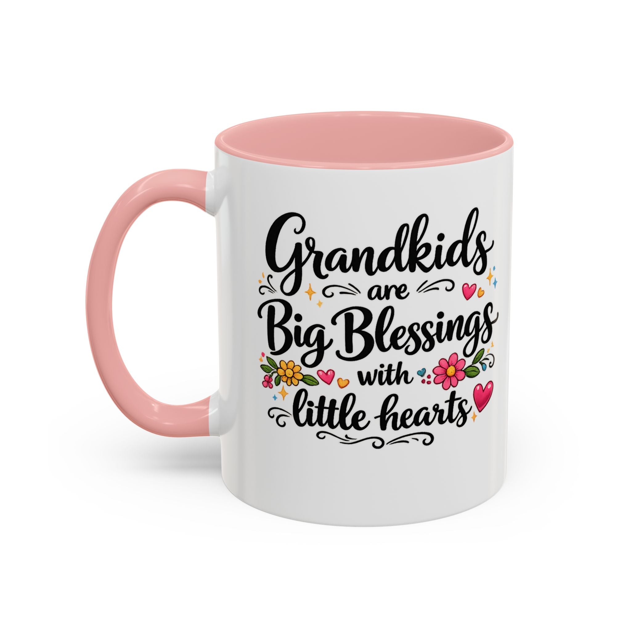 Grandkids Are Big Blessings Mug | Grandma Coffee Mug | Floral Grandma Gift | 6 Color Options | 11 oz or 15 oz