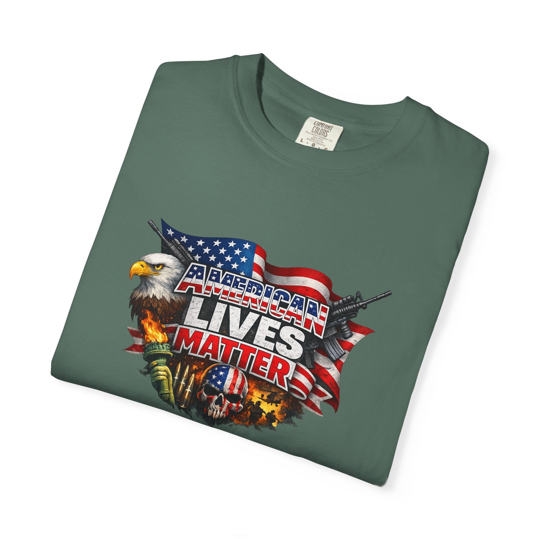 American Lives Matter Patriotic T-Shirt | Military Style USA Freedom Shirt | Veteran Support Tee | 7 colors - 100% cotton