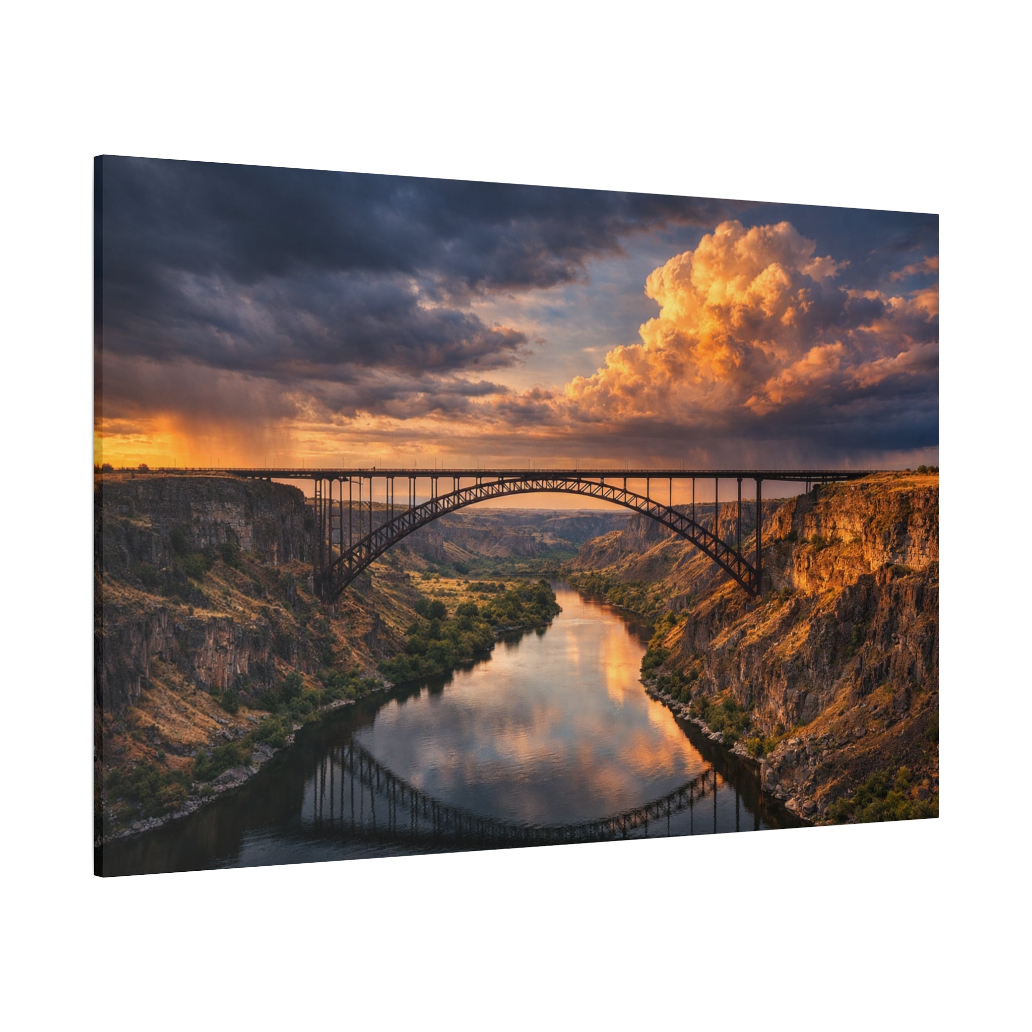 Perrine Bridge Canvas Wall Art | Snake River Canyon Landscape | Large Panoramic Photography Print | Matte Canvas - Stretched 1.25" | 6 sizes