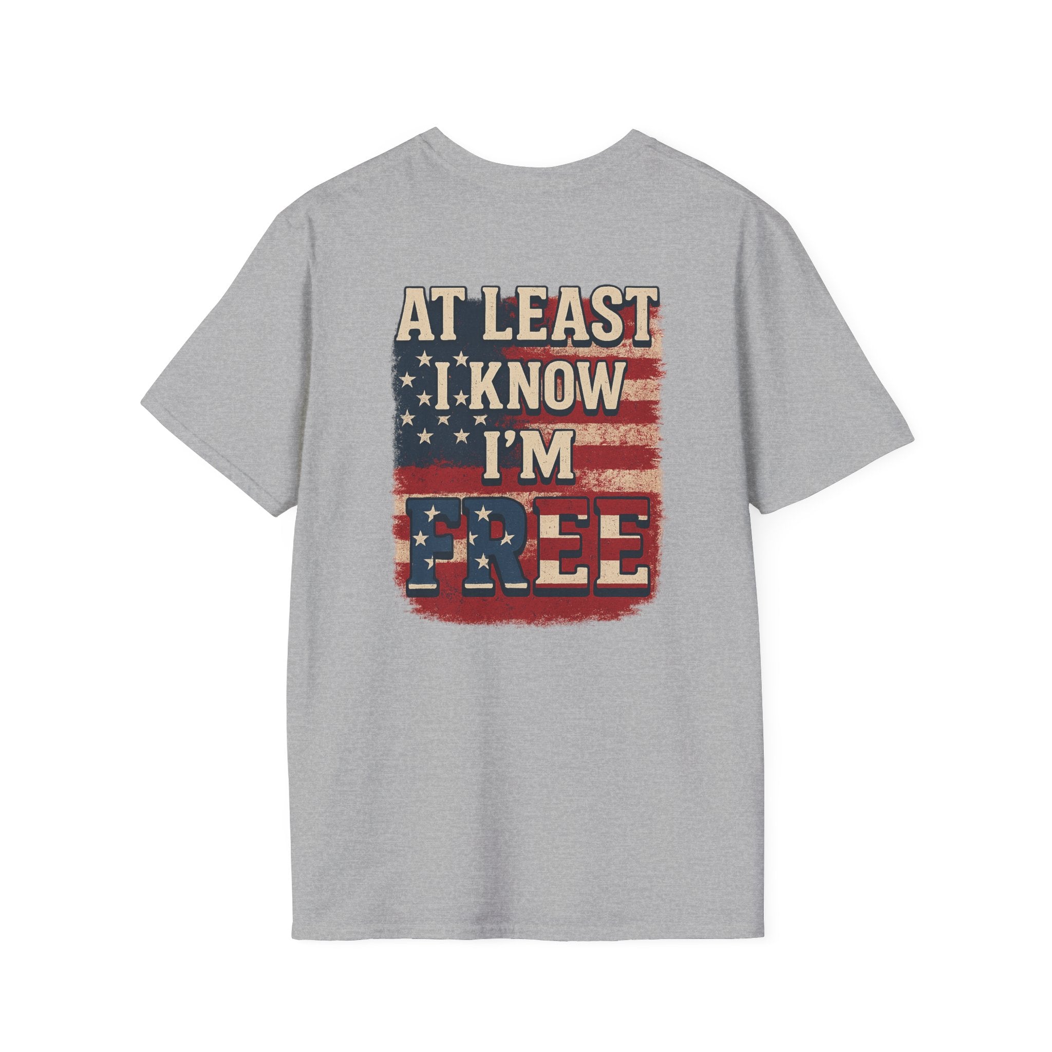 Proud to be an American, at Least I know I'm Free Patriotic Tee with Eagle and Flag | 5 colors - 100% cotton