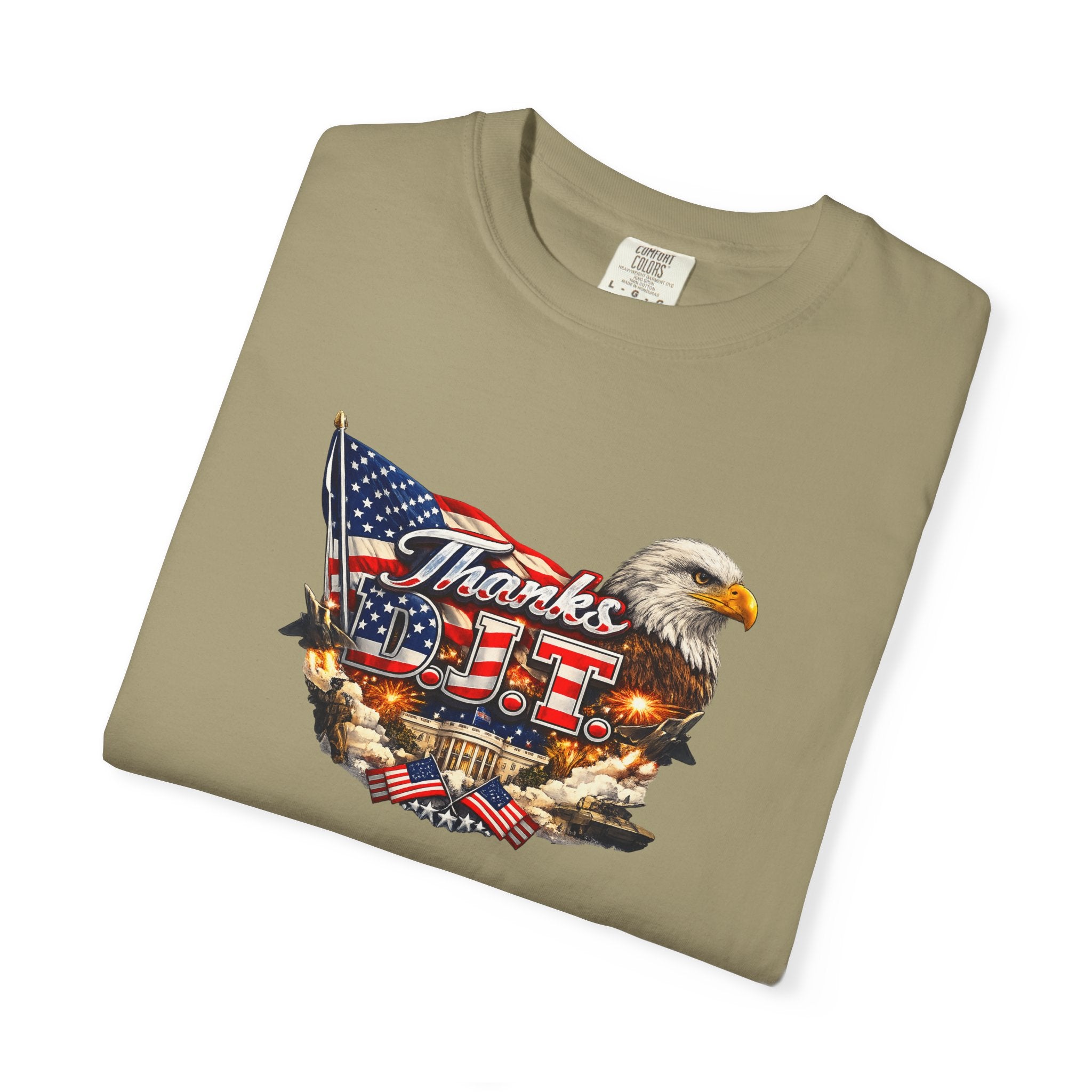 Thanks D.J.T Patriotic Eagle Shirt | American Flag Graphic Tee | USA Pride Freedom T-Shirt | Patriotic Gift | 7 colors - 100% cotton