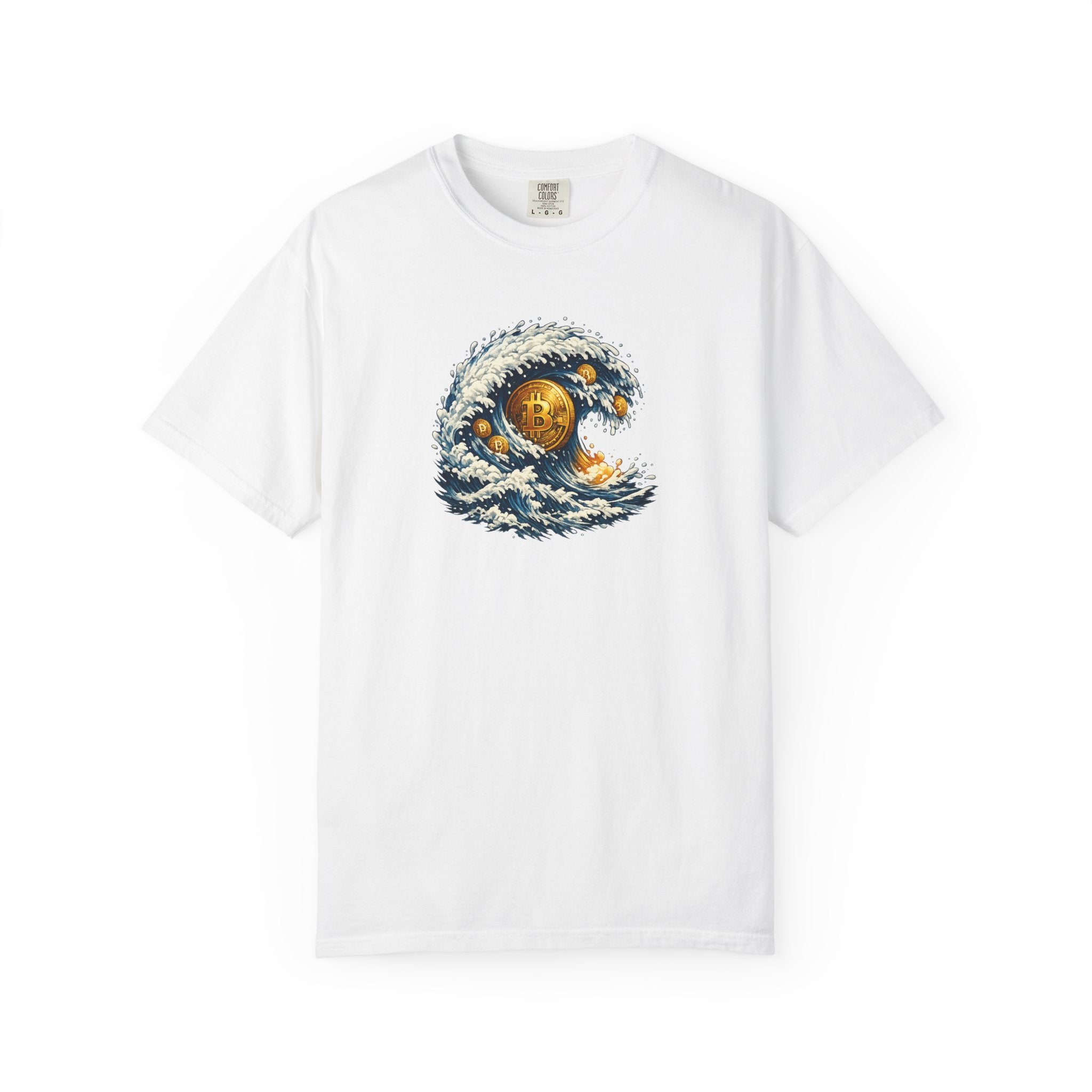 Bitcoin Tidal Wave T-Shirt | Futuristic Crypto Graphic Tee | Bitcoin Art Shirt | Crypto Gift | 12 colors - 100% cotton