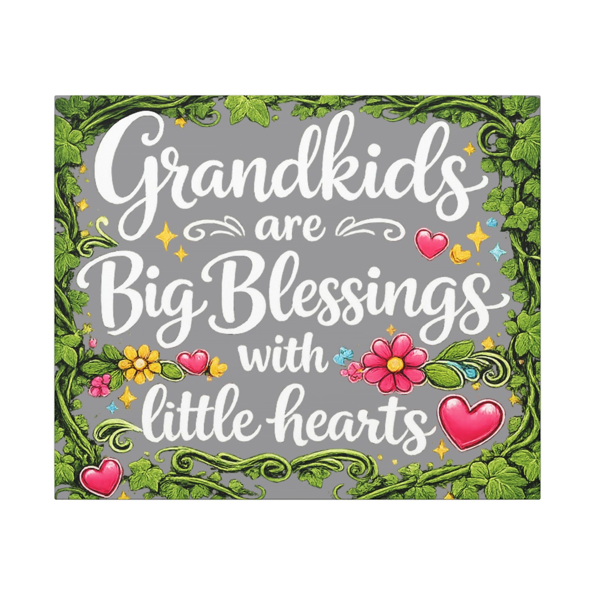 Grandkids Are Big Blessings Canvas | Grandparent Wall Art | Gift for Grandma Grandpa | 24 x 20