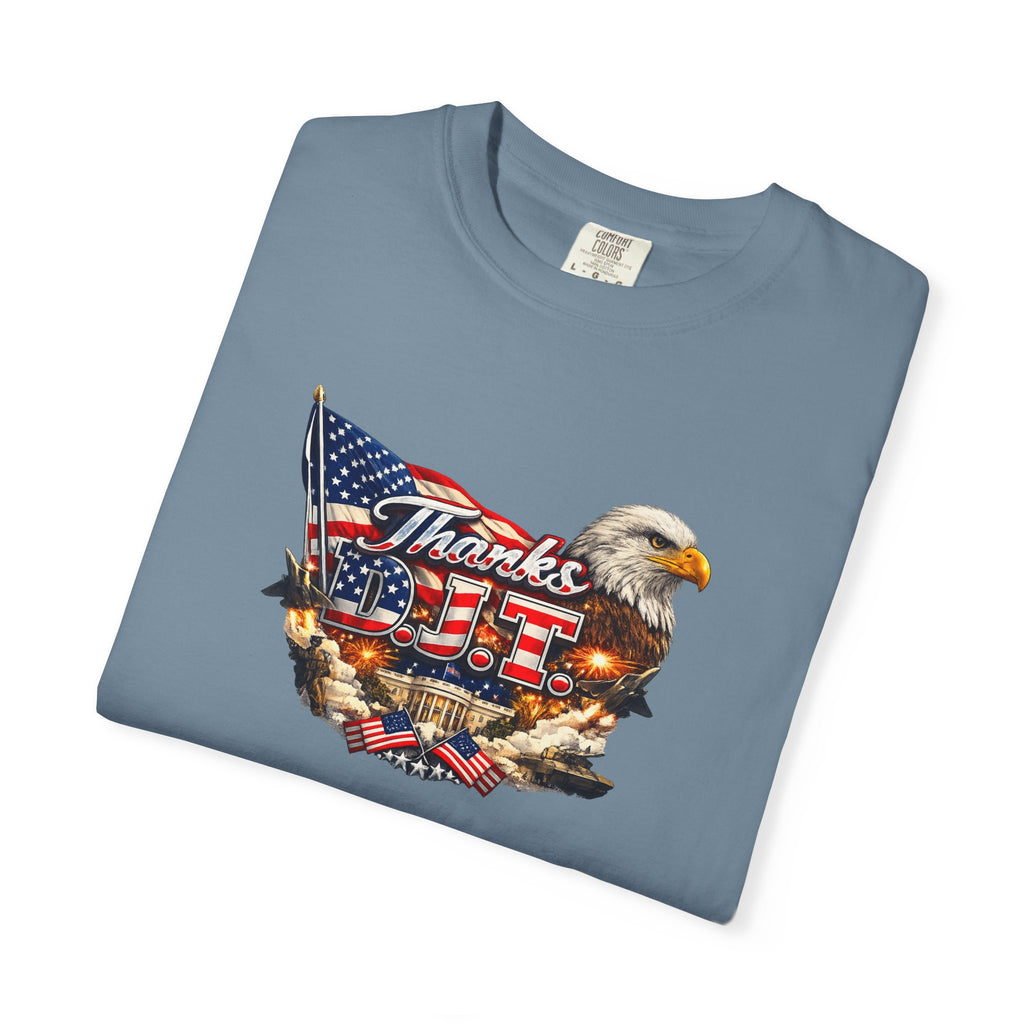 Thanks D.J.T Patriotic Eagle Shirt | American Flag Graphic Tee | USA Pride Freedom T-Shirt | Patriotic Gift | 7 colors - 100% cotton