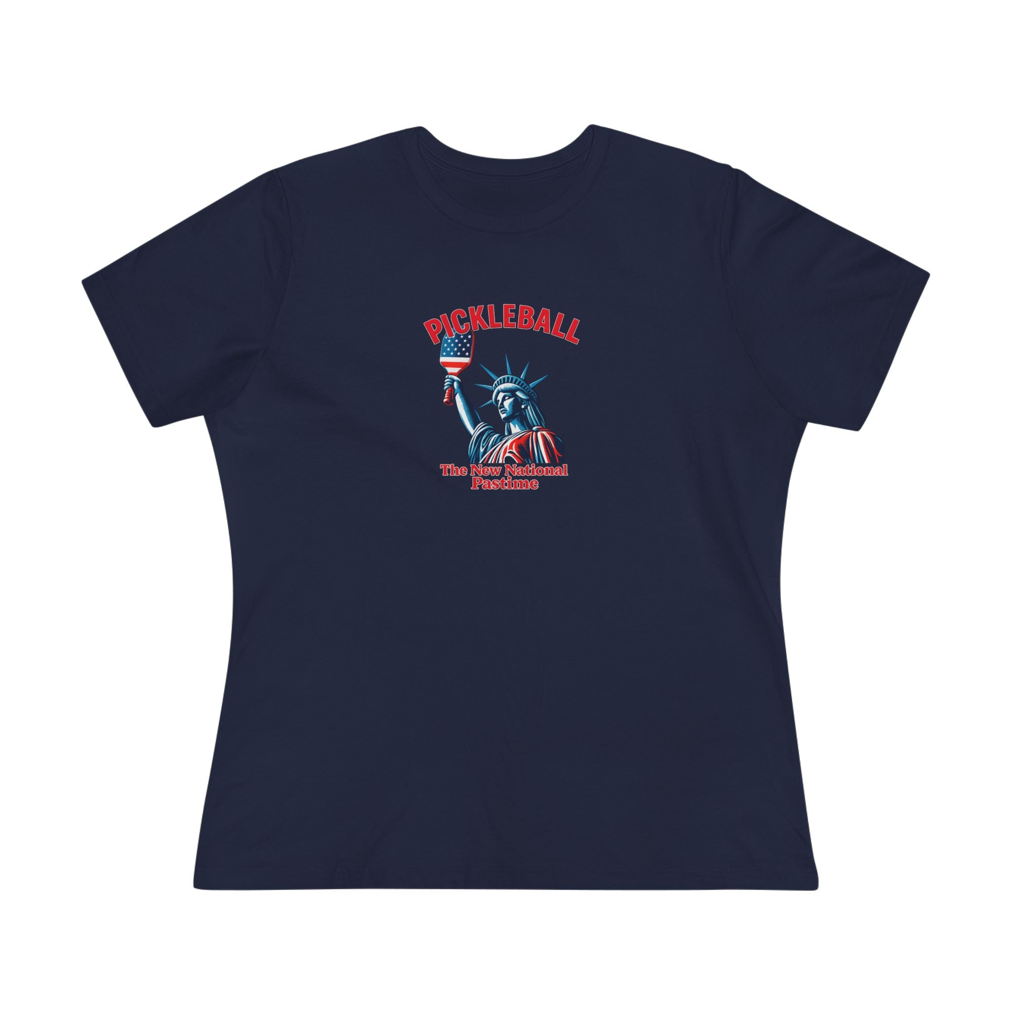 Statue of Liberty Pickleball, The New National Pastime Tee | Women's Patriotic Pickleball Shirt | Pickleball Gift | 5 colors - 100% cotton
