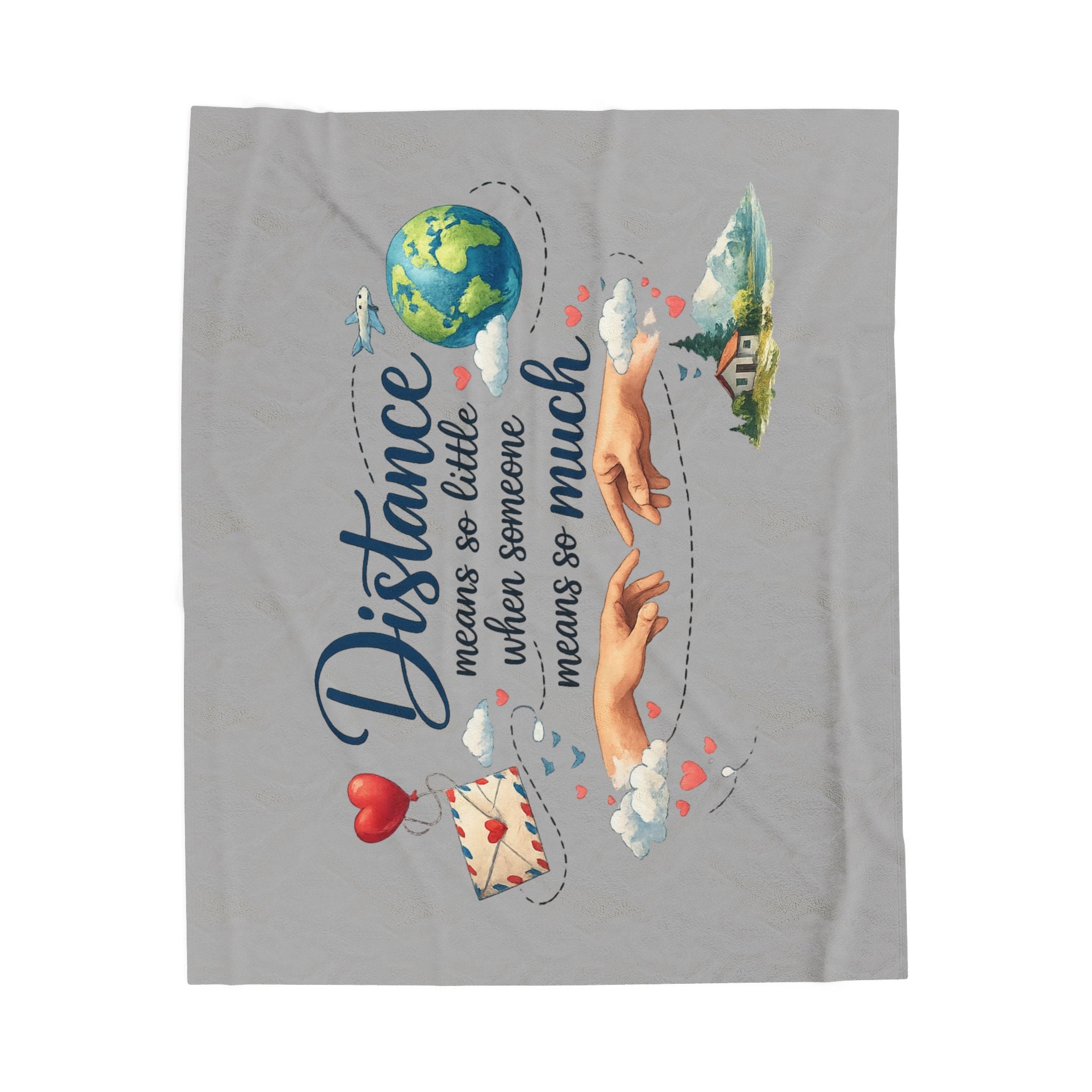 Distance Means So Little Blanket Throw | Long Distance Gift for Loved Ones | Thinking of You Gift | 50" x 60"
