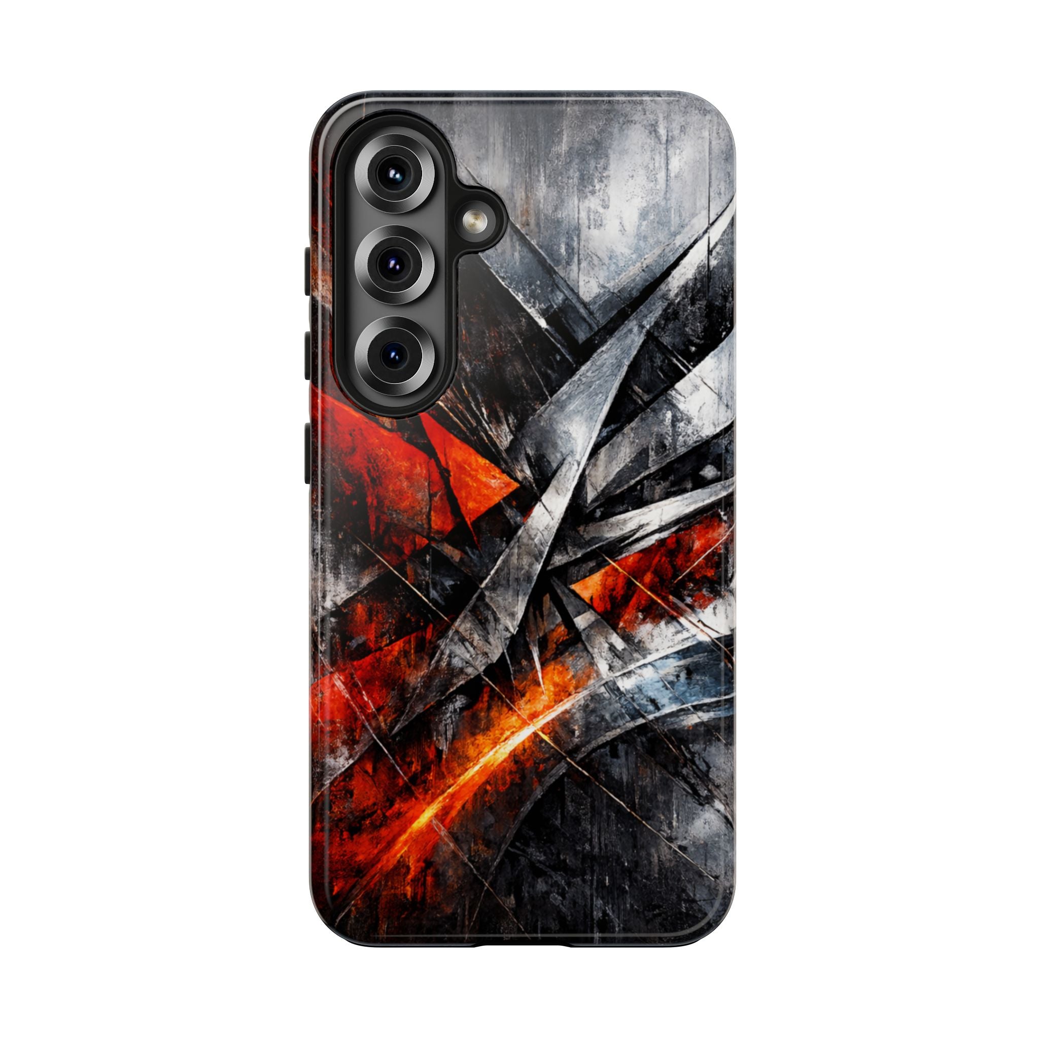 Abstract Red Black Tough Phone Case | Geometric Armor Style Case | Impact Resistant Case | iPhone & Samsung