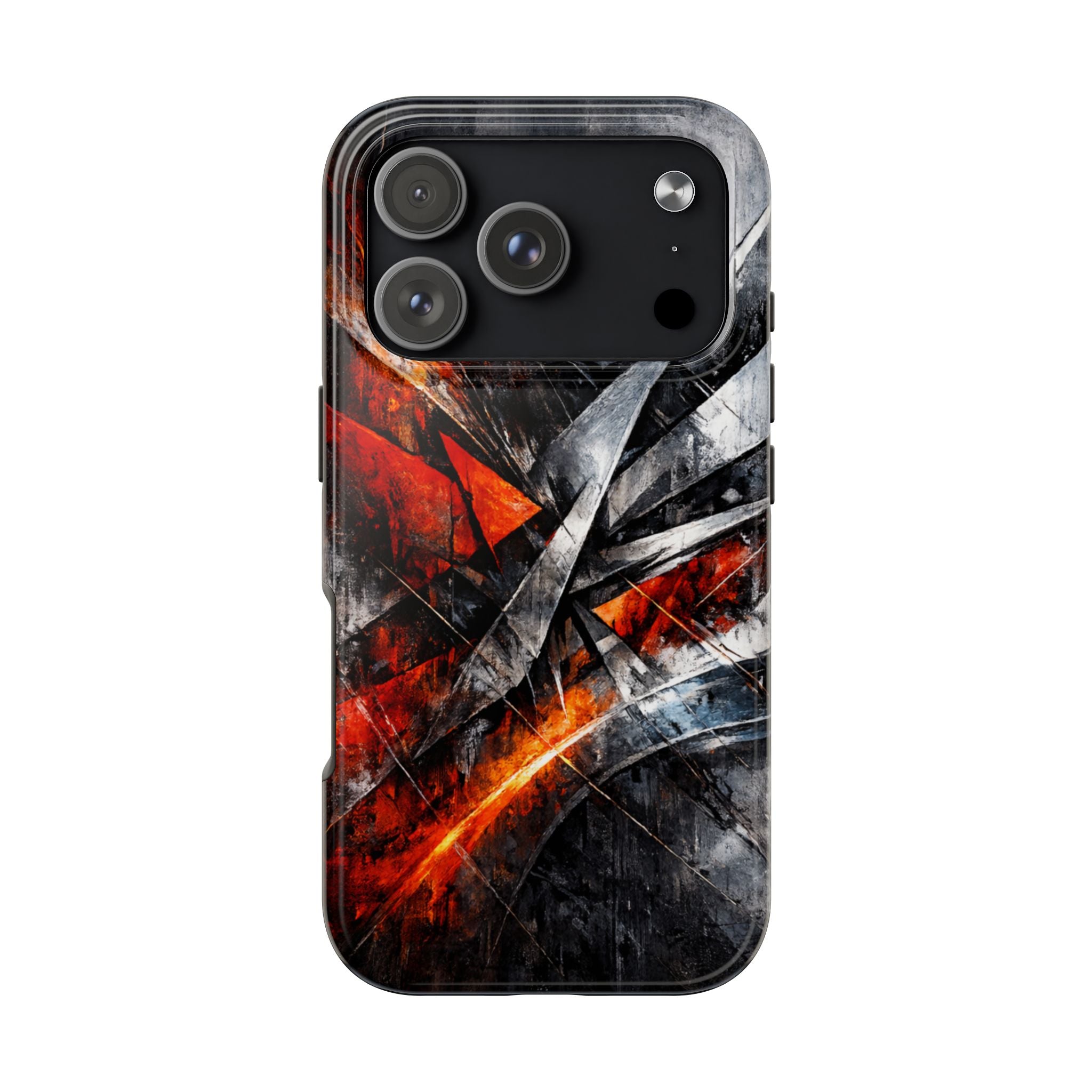 Abstract Red Black Tough Phone Case | Geometric Armor Style Case | Impact Resistant Case | iPhone & Samsung