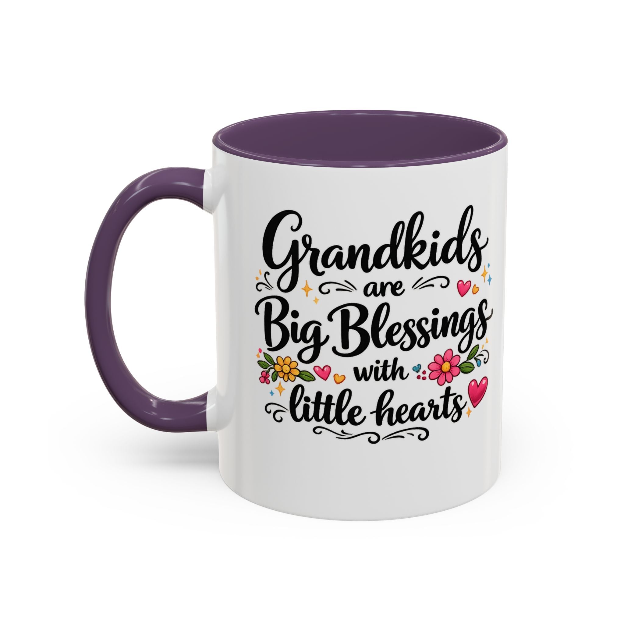 Grandkids Are Big Blessings Mug | Grandma Coffee Mug | Floral Grandma Gift | 6 Color Options | 11 oz or 15 oz