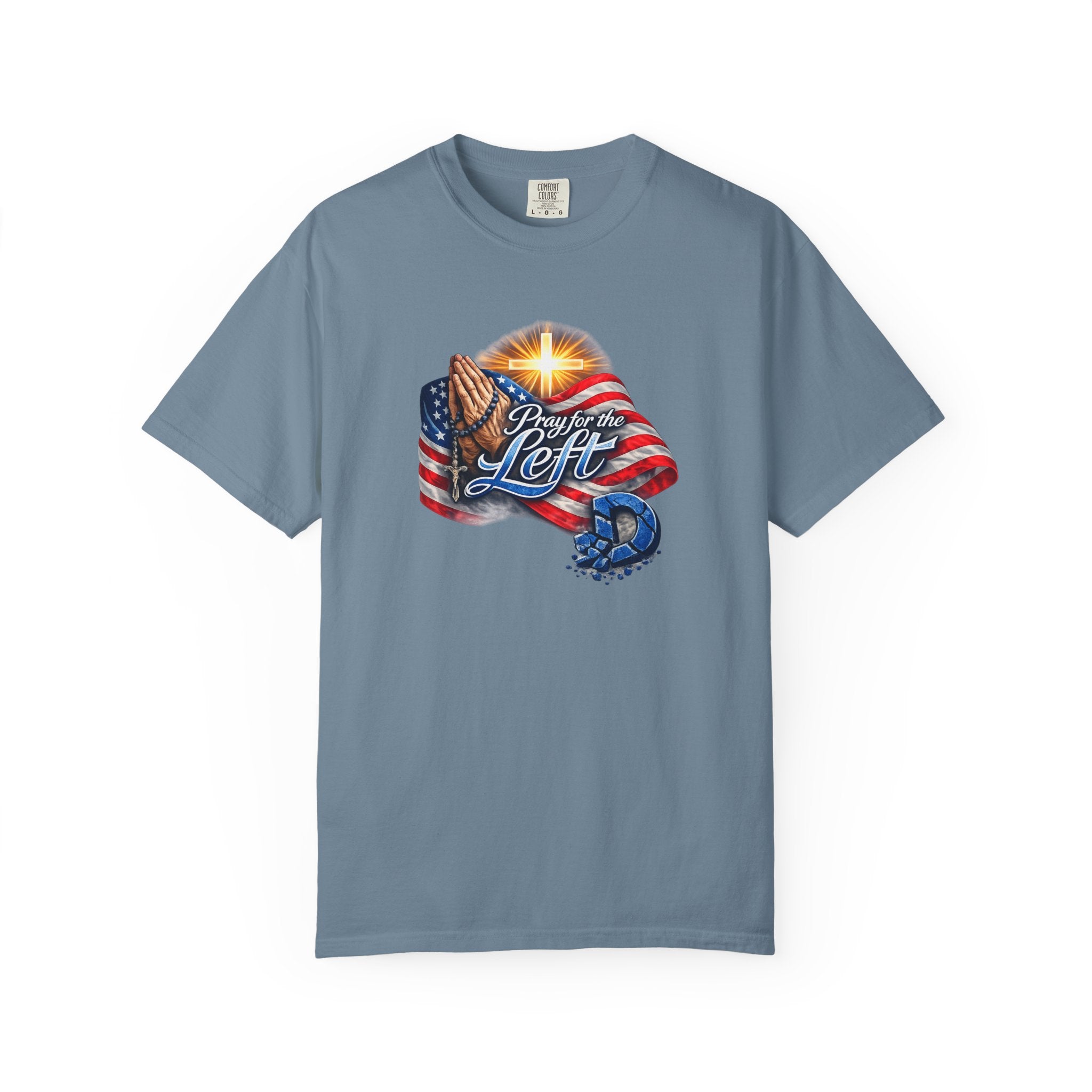 Pray for the Left Patriotic Christian TShirt | Faith-Freedom Religious Flag Tee | Inspirational Prayer Shirt | 8 colors - 100% cotton