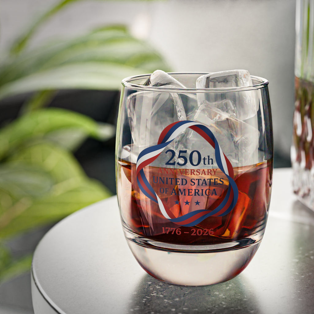 250th Anniversary USA Whiskey Glass | Patriotic 1776-2026 Commemorative Rocks Glass | America 250 Gift