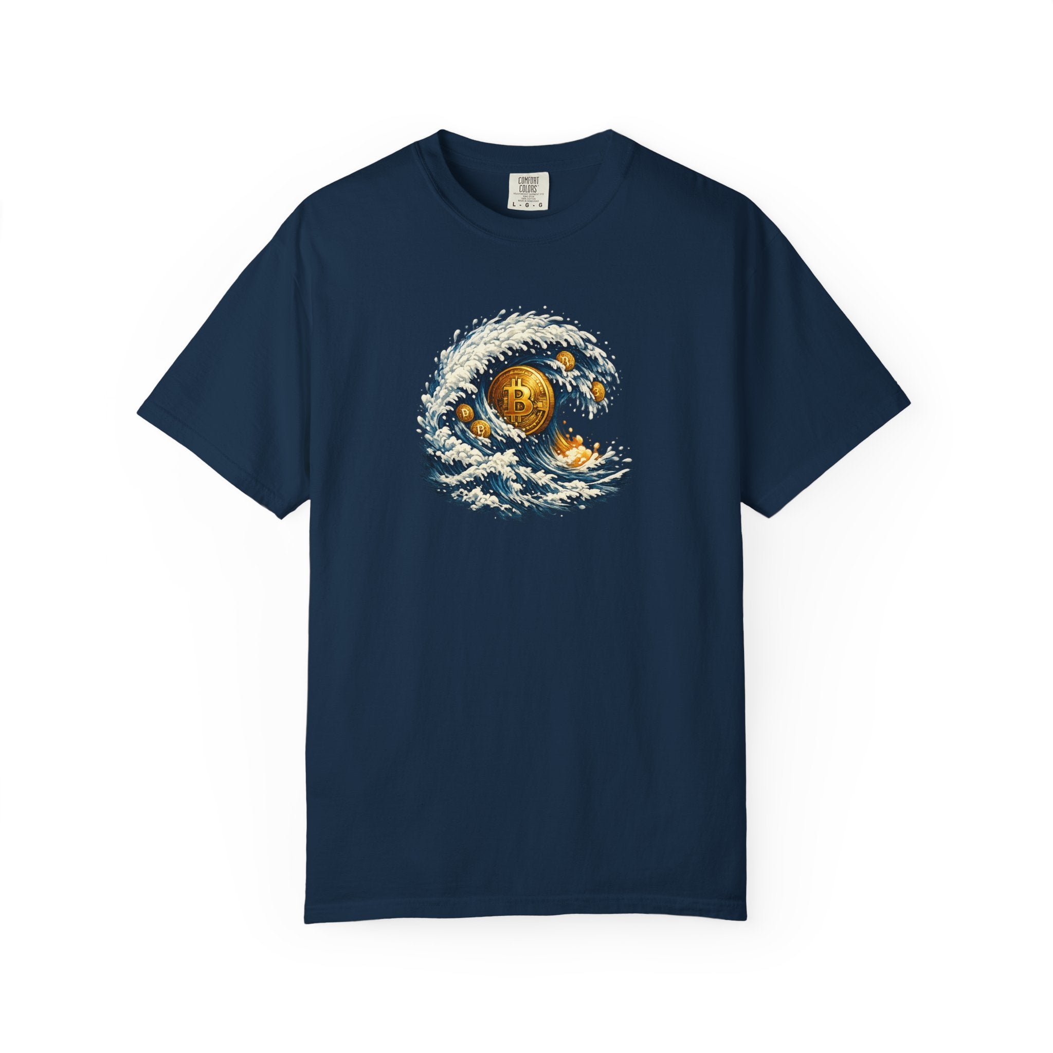 Bitcoin Tidal Wave T-Shirt | Futuristic Crypto Graphic Tee | Bitcoin Art Shirt | Crypto Gift | 12 colors - 100% cotton