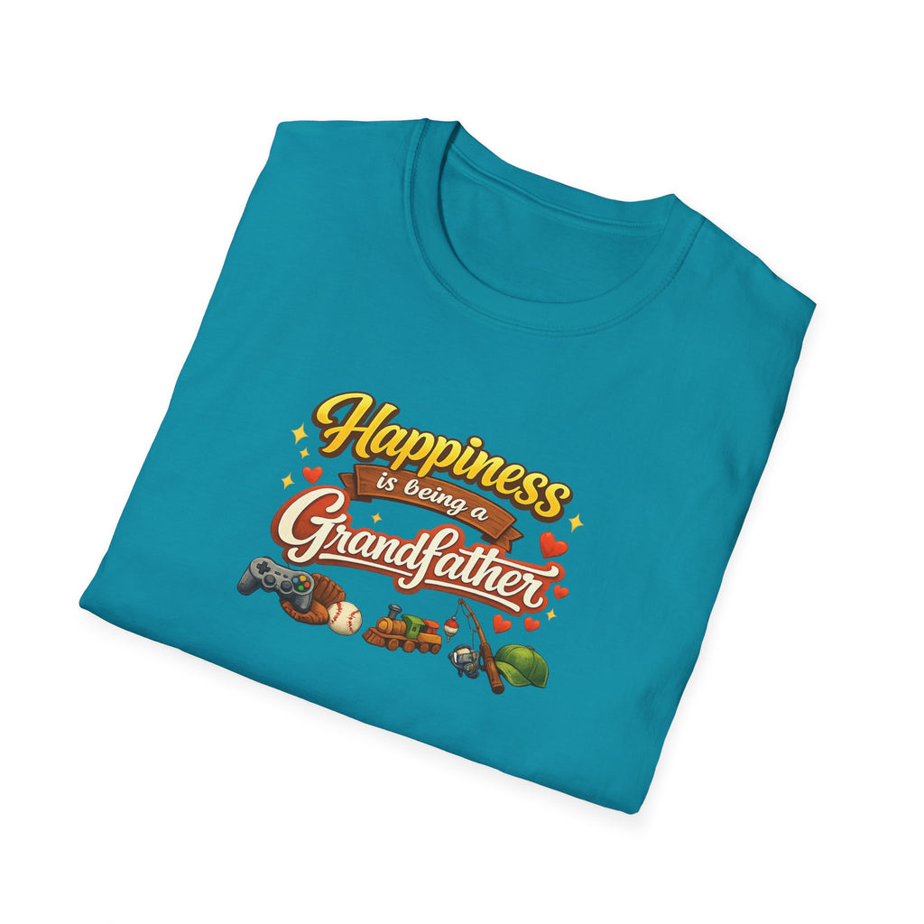 Happiness Is Being a Grandfather Shirt, Proud Grandpa T-Shirt, Gift for Granddad, Grandpa Shirt from Grandkids | 7 colors - 100% cotton