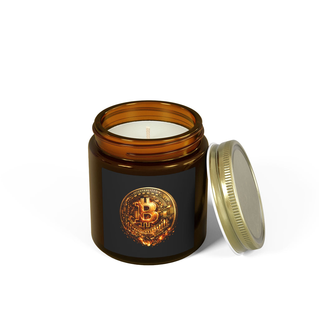 Burning Bitcoin Coin Candle | Coconut Apricot Wax | 4oz 9oz | 8 scents available