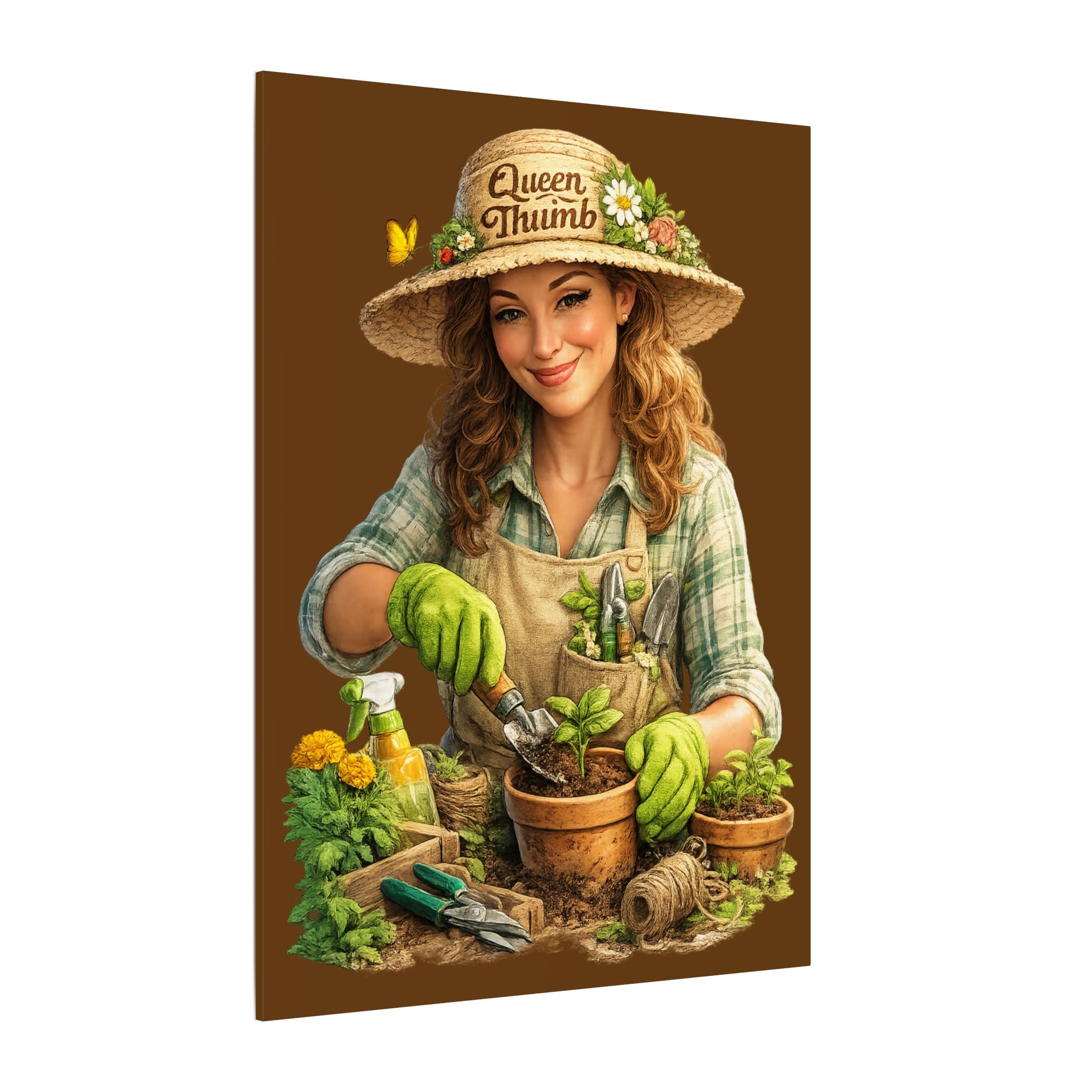 Queen Thumb Canvas Wall Art, Gardening Lady Canvas Print, Garden Lover Gift, Rustic Farmhouse Decor, Green Thumb Wall Decor