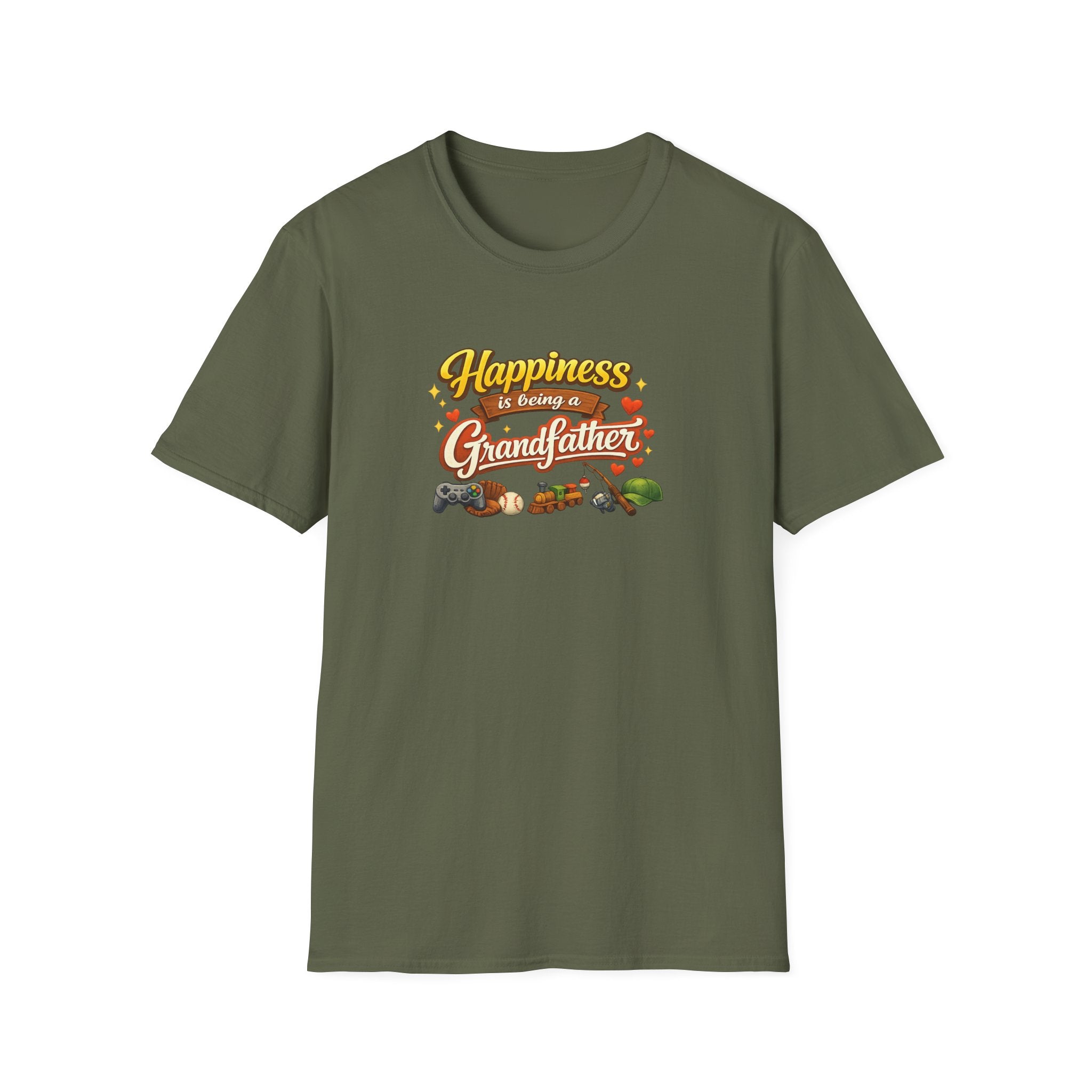 Happiness Is Being a Grandfather Shirt, Proud Grandpa T-Shirt, Gift for Granddad, Grandpa Shirt from Grandkids | 7 colors - 100% cotton