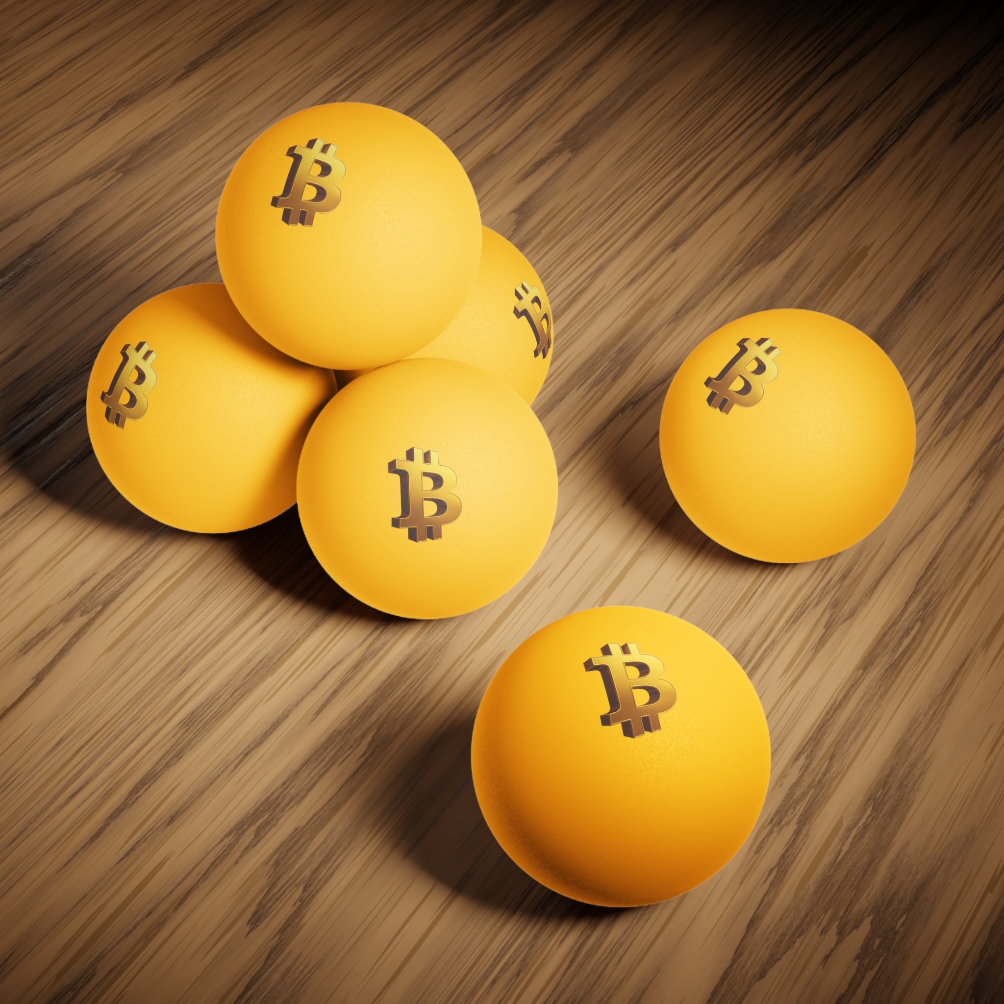 Set of 6-Bitcoin Ping Pong Balls-Crypto Table Tennis Ball in 2 Colors, white & orange. Fun Bitcoin Gift for Players.