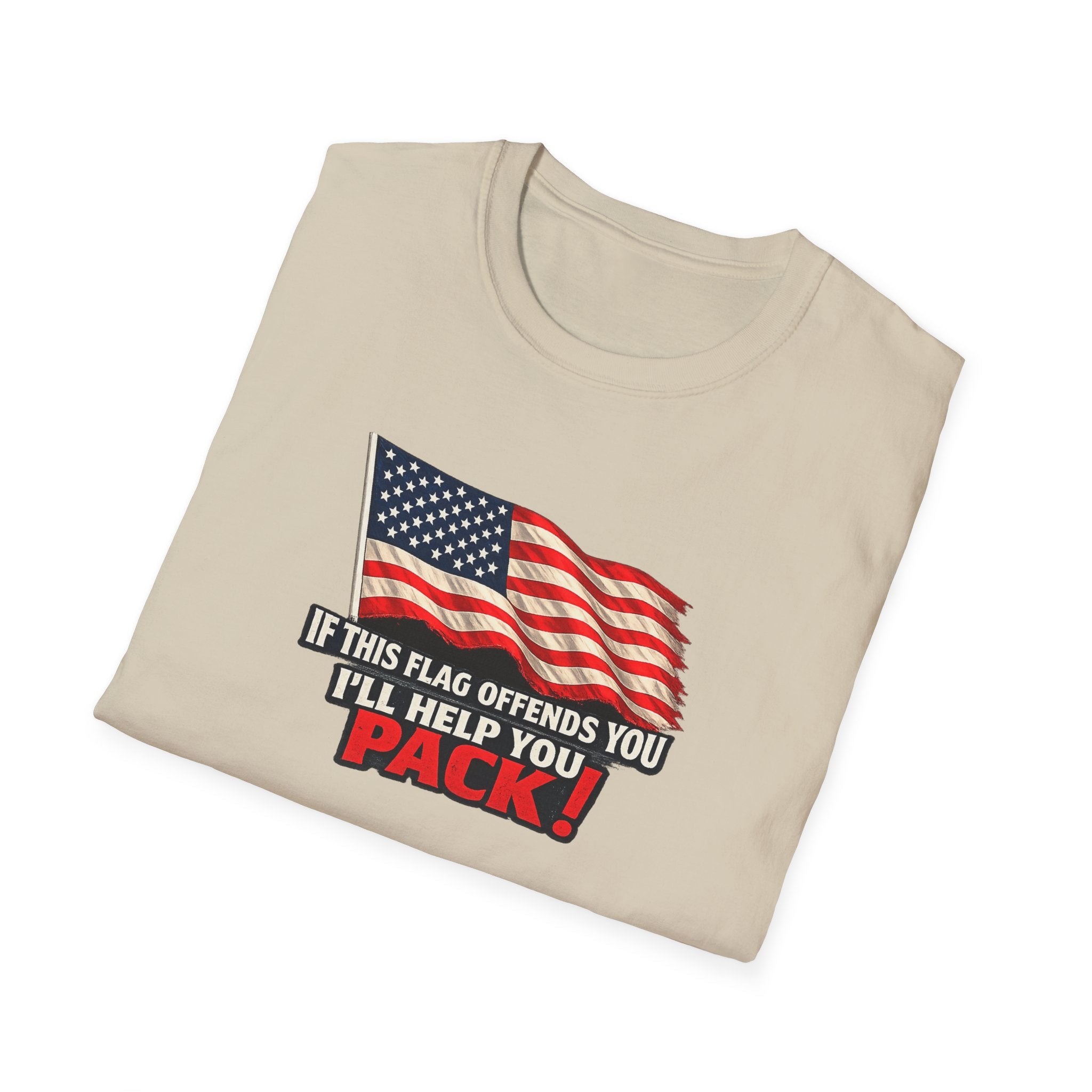 If This Flag Offends You I'll Help You Pack Tee | Patriotic American Flag Shirt | Gift for Patriots | 7 colors - 100% cotton