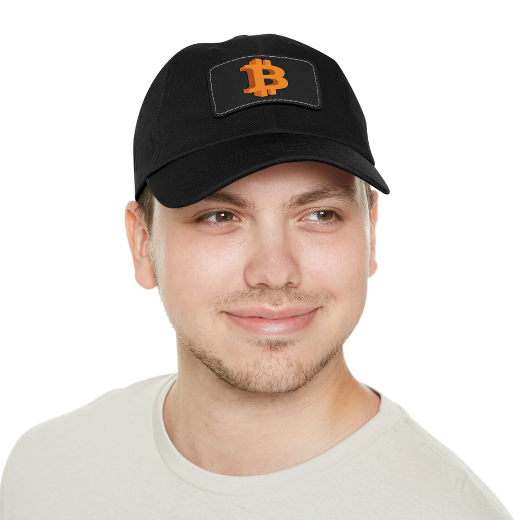Bitcoin Believer Hat.  Twill Cap with B Logo on Leather Patch.