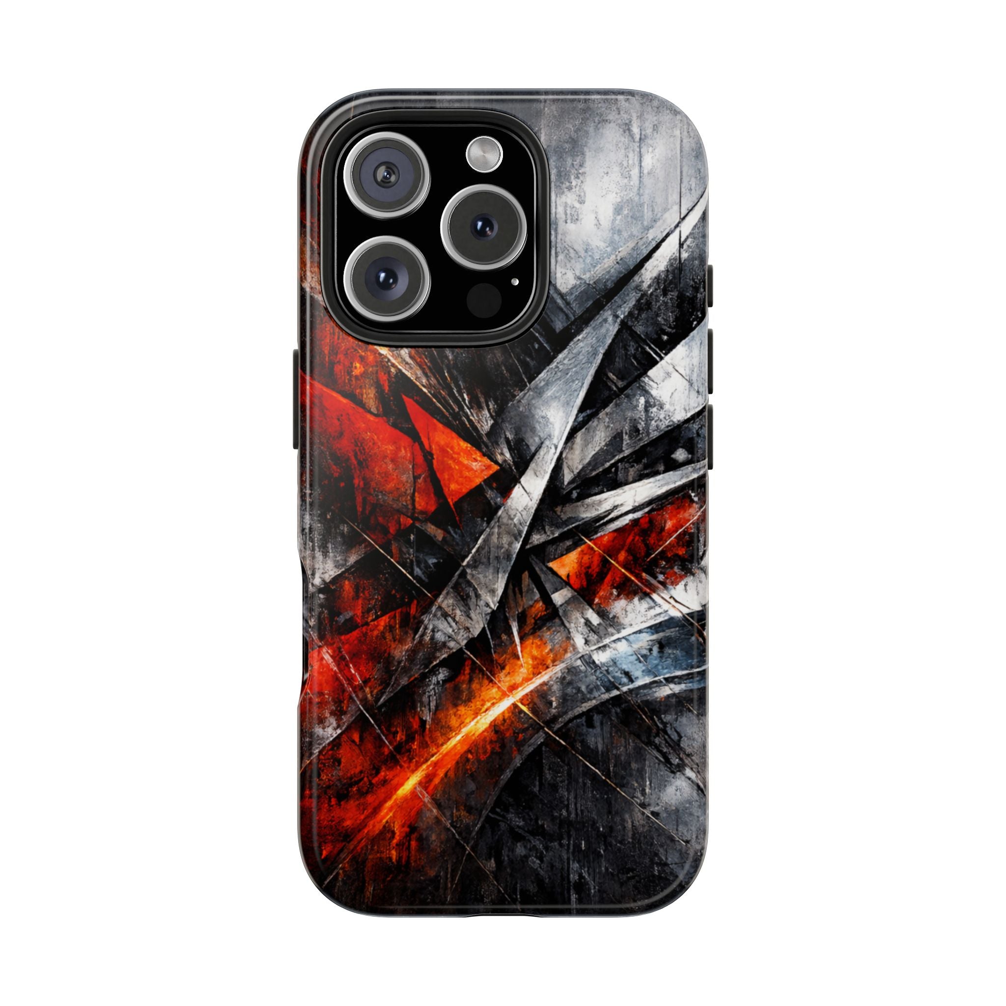 Abstract Red Black Tough Phone Case | Geometric Armor Style Case | Impact Resistant Case | iPhone & Samsung