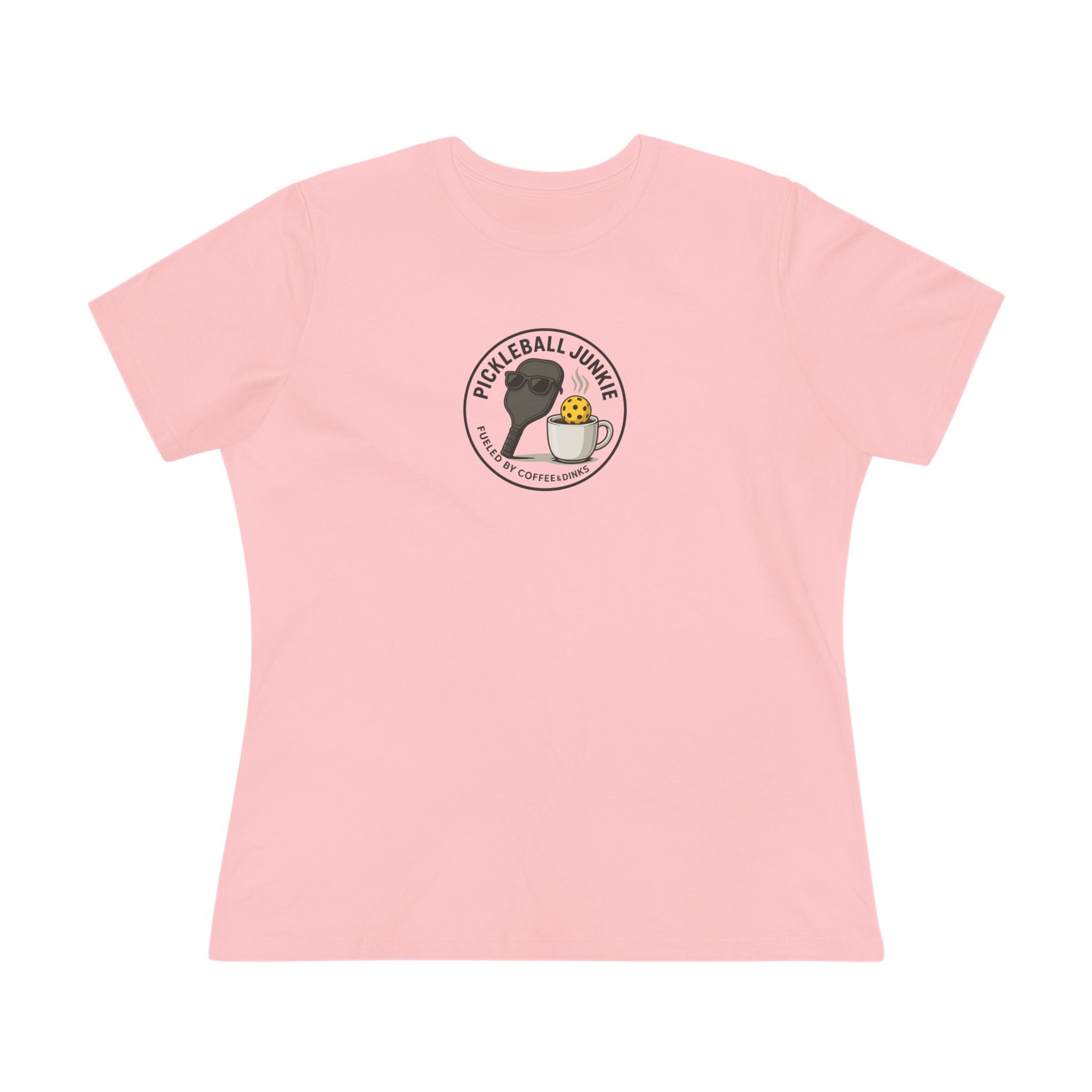 Pickleball Junkie Women's Tee | Funny Pickleball Shirt | Coffee Lover Pickleball Gift | Pickleball Player Top | 4 colors - 100% cotton