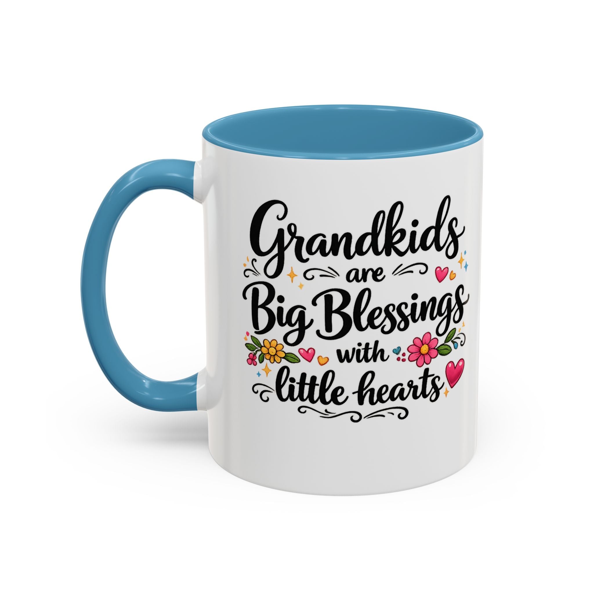 Grandkids Are Big Blessings Mug | Grandma Coffee Mug | Floral Grandma Gift | 6 Color Options | 11 oz or 15 oz