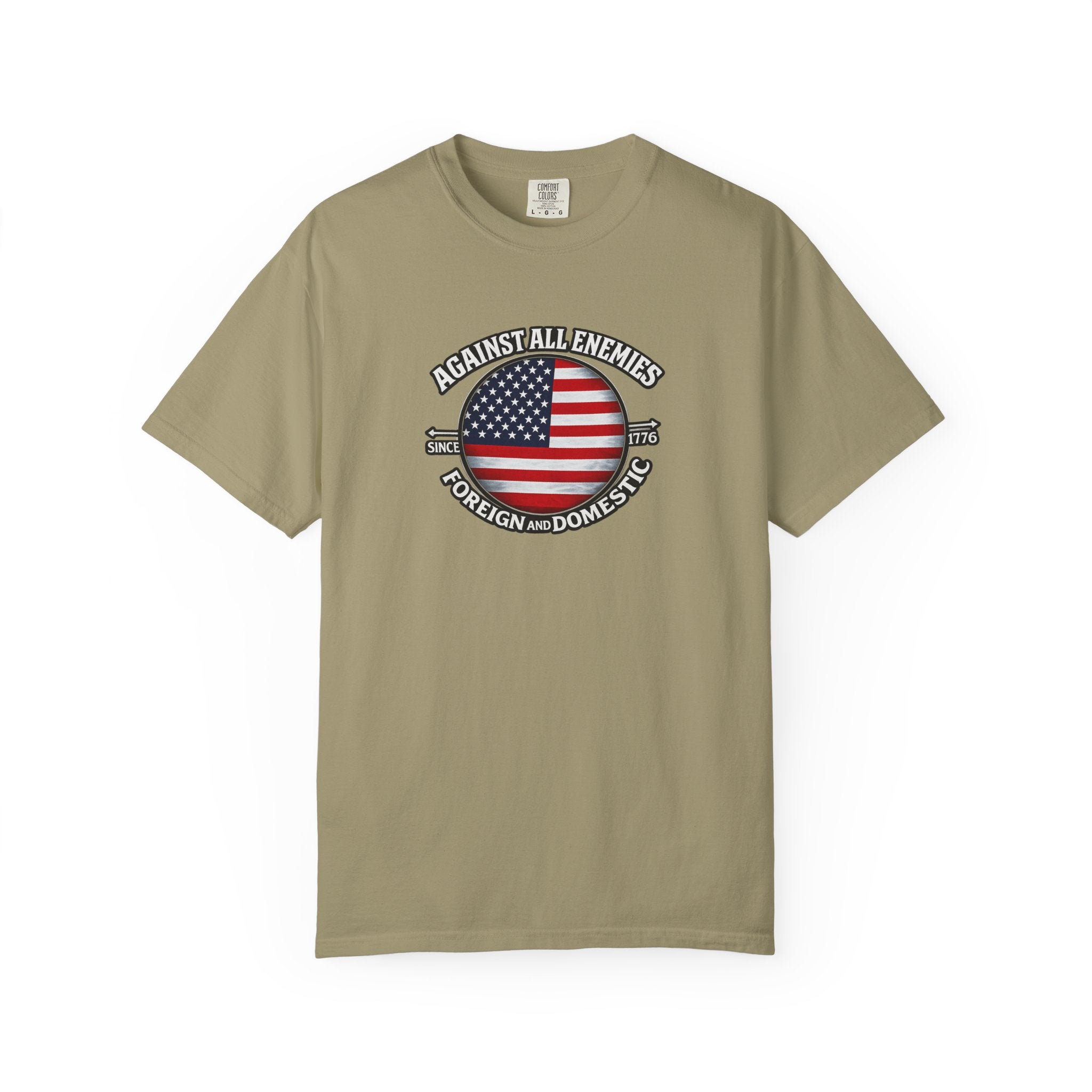 Against All Enemies Shirt | Patriotic American Flag T-Shirt | 1776 USA Shirt | Military Veteran Patriot Gift | 6 colors - 100% cotton