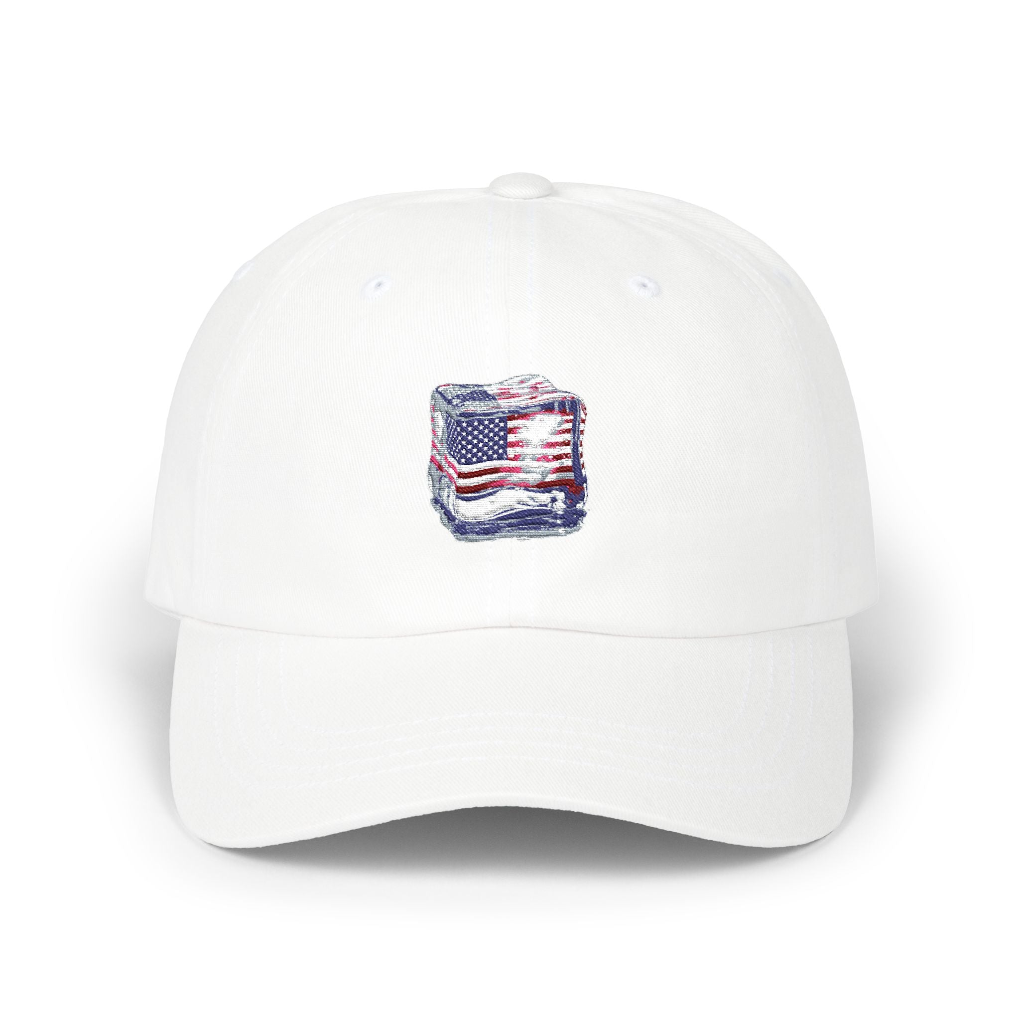 Support ICE-Flag Cube Emoji Cap | Law Enforcement Support Graphic standing with ICE | No text, just a Visual Symbol | 5 colors - 100% cotton