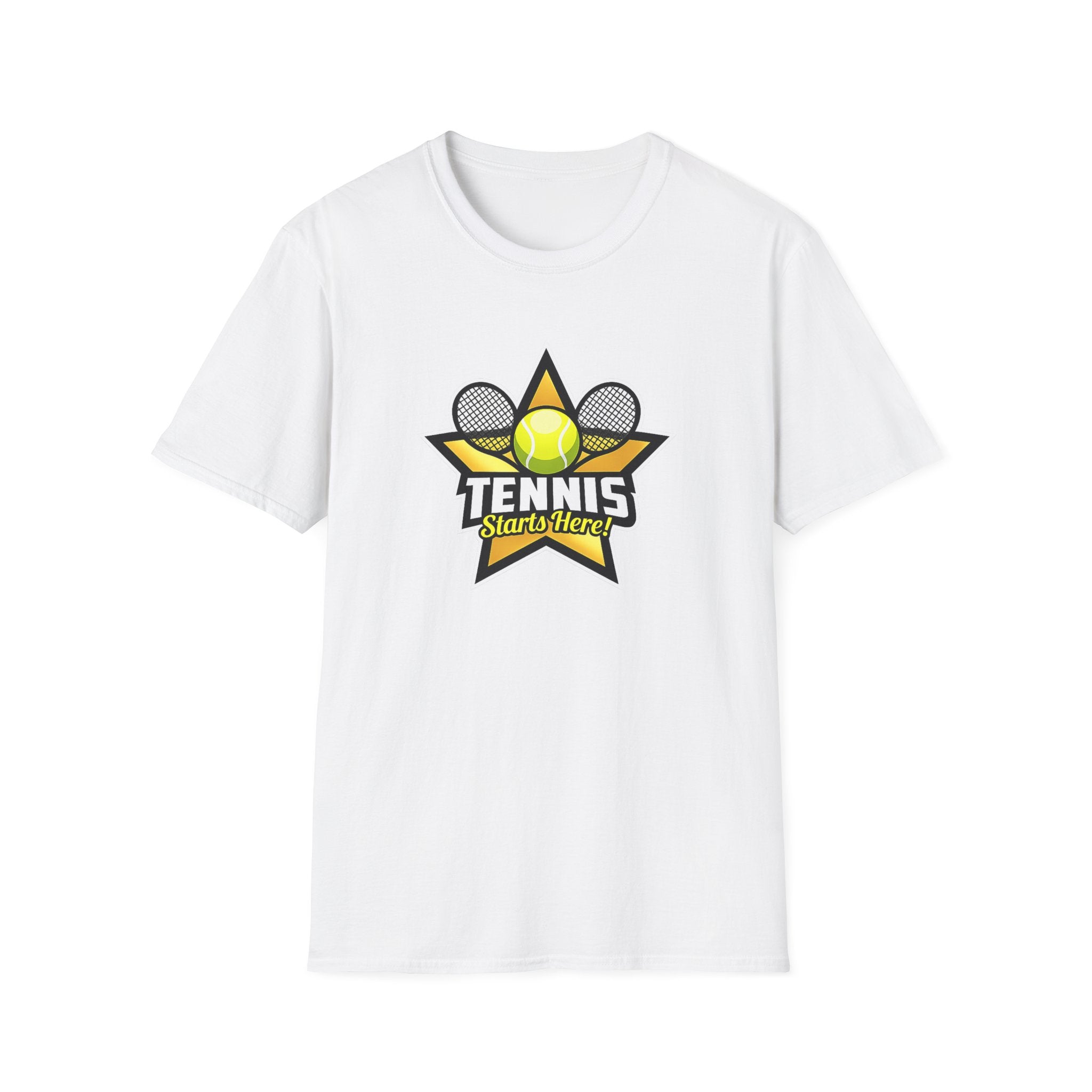 Tennis Starts Here T-Shirt | Tennis Player Shirt | Tennis Lover Gift | Court Life Tennis Apparel | 6 colors - 100% cotton