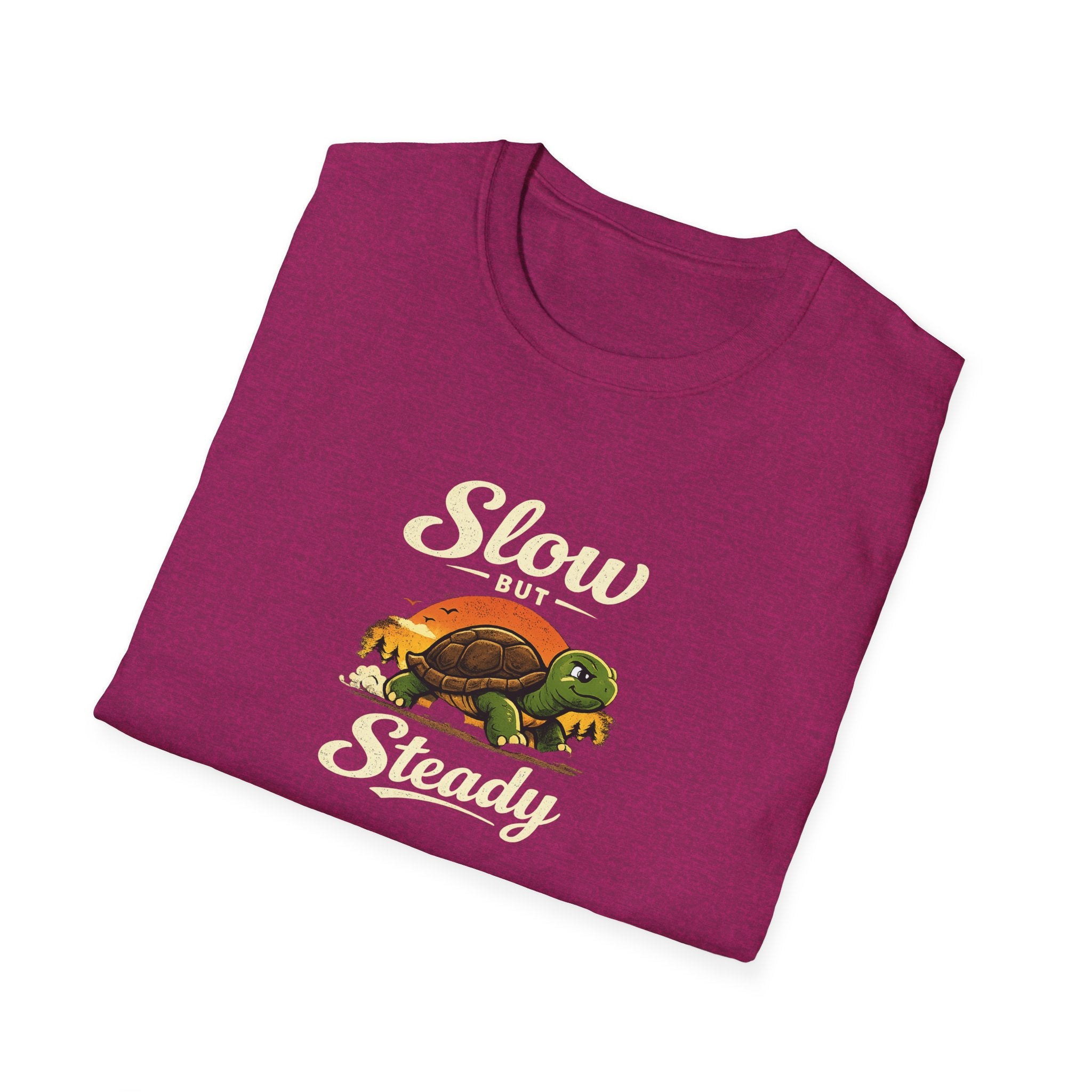Slow But Steady Turtle T-Shirt | Motivational Vintage Animal Graphic Tee | Progress Over Speed Shirt | 8 colors - 100% cotton