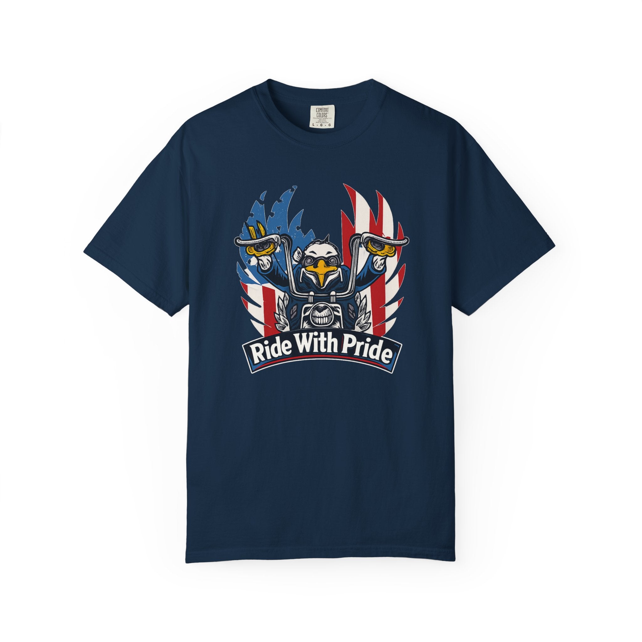 Ride With Pride Motorcycle T-Shirt | Harley Inspired Tee | American Freedom Motorcycle Shirt | 6 colors - 100% cotton
