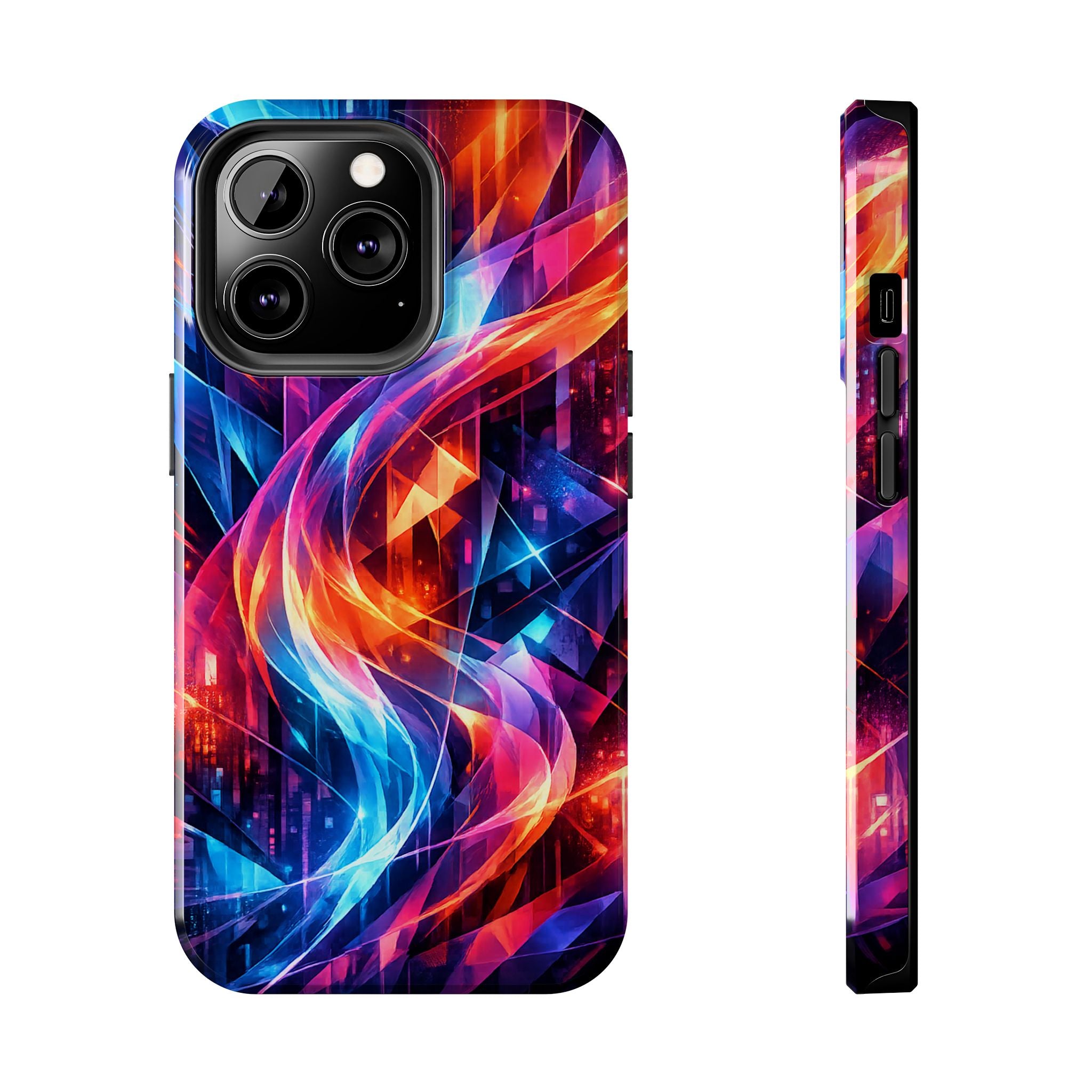 Neon Abstract Tough Phone Case | Protective Case | Impact Resistant Geometric Phone Cover | Impact Resistant Case | iPhone & Samsung
