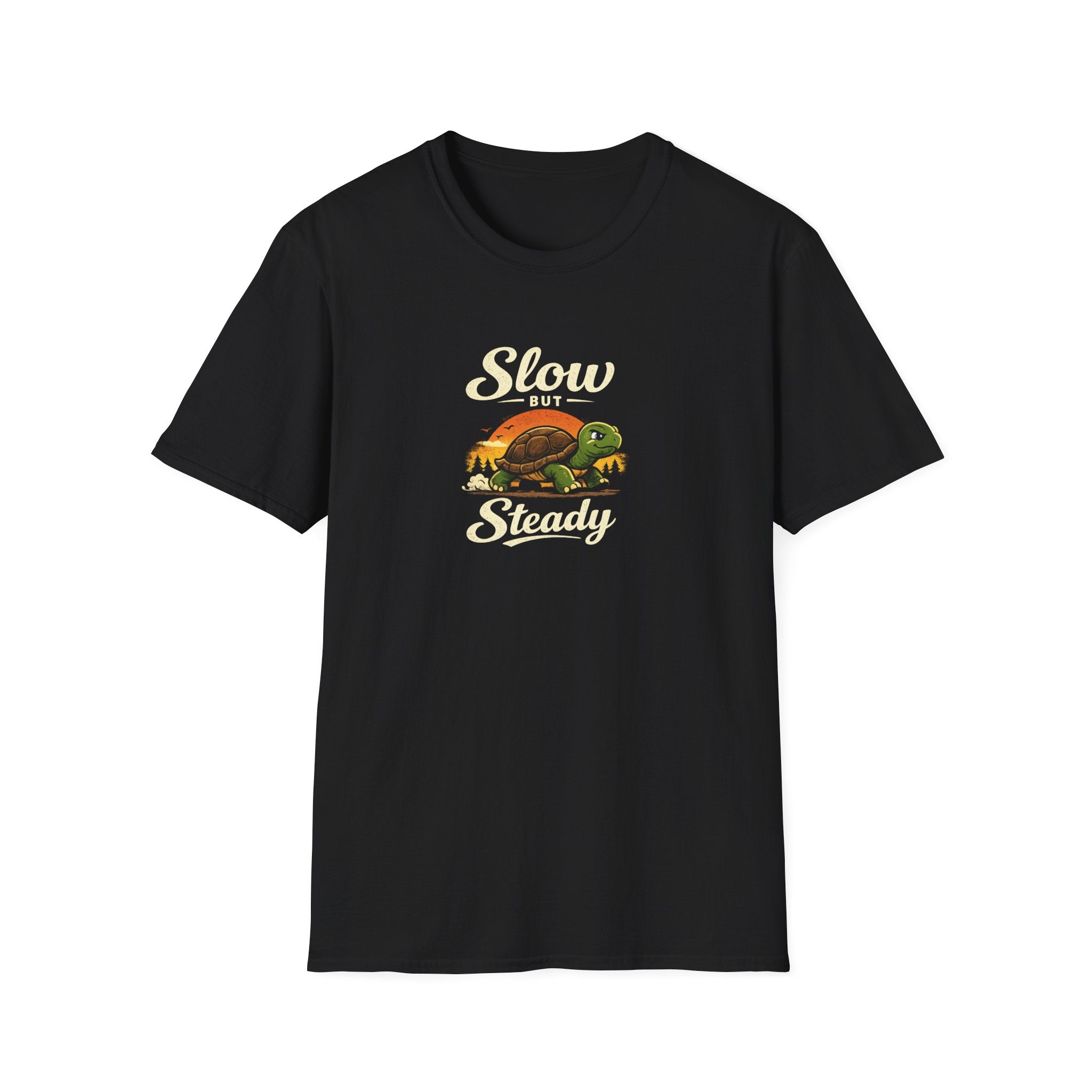 Slow But Steady Turtle T-Shirt | Motivational Vintage Animal Graphic Tee | Progress Over Speed Shirt | 8 colors - 100% cotton
