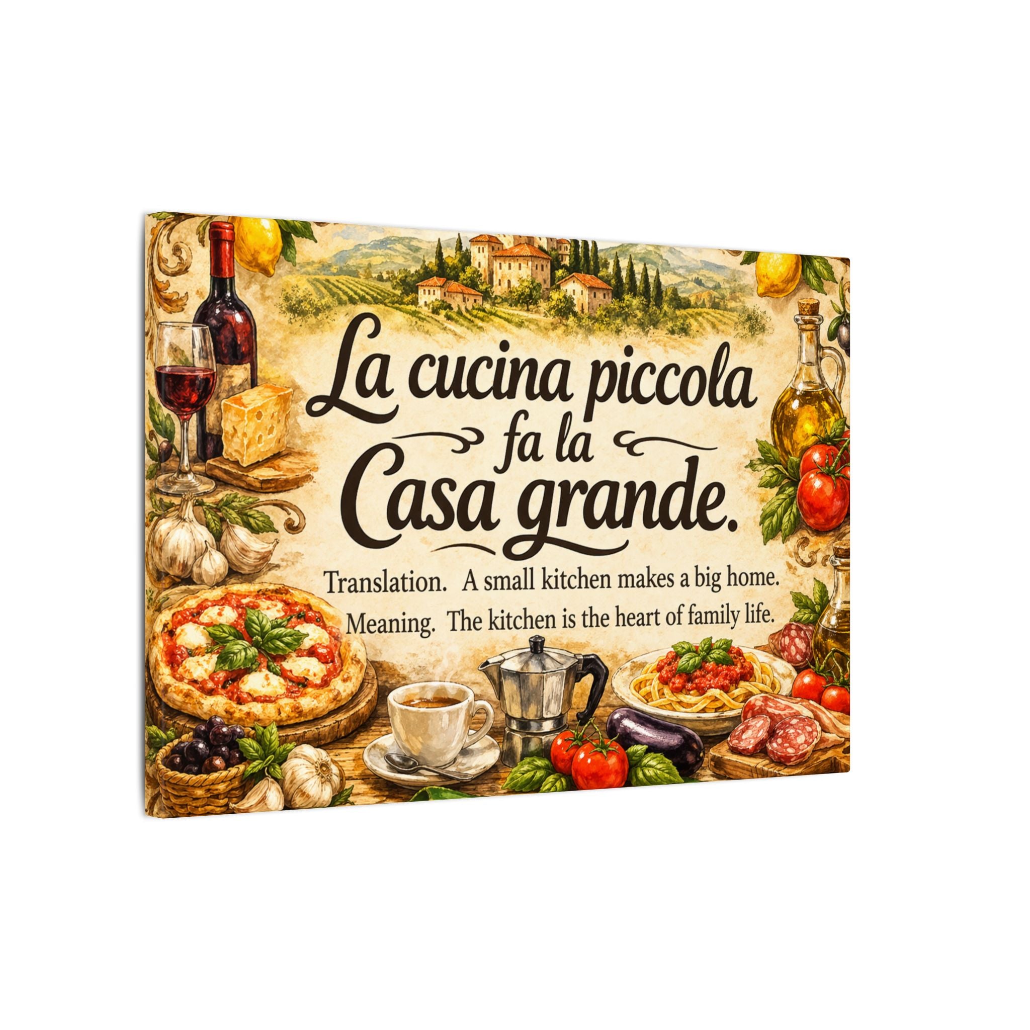 Vintage Italian Kitchen Wall Art Canvas "La Cucina" | Italian Bistro Decor | Farmhouse Kitchen Canvas | Italian Style Wall Art (7 Sizes)