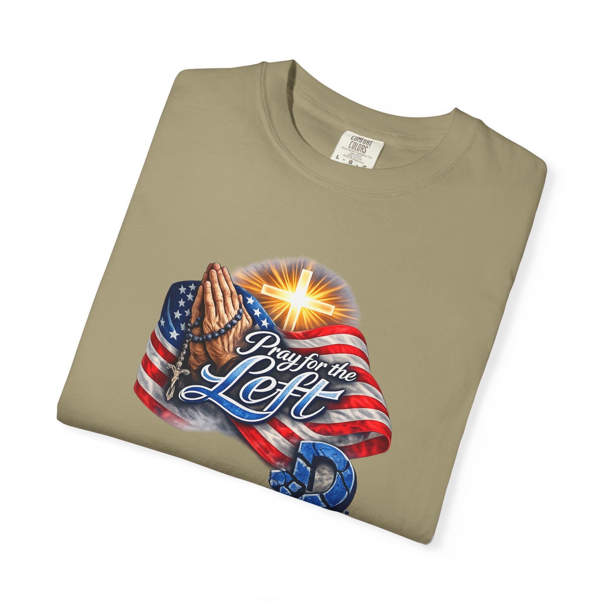 Pray for the Left Patriotic Christian TShirt | Faith-Freedom Religious Flag Tee | Inspirational Prayer Shirt | 8 colors - 100% cotton