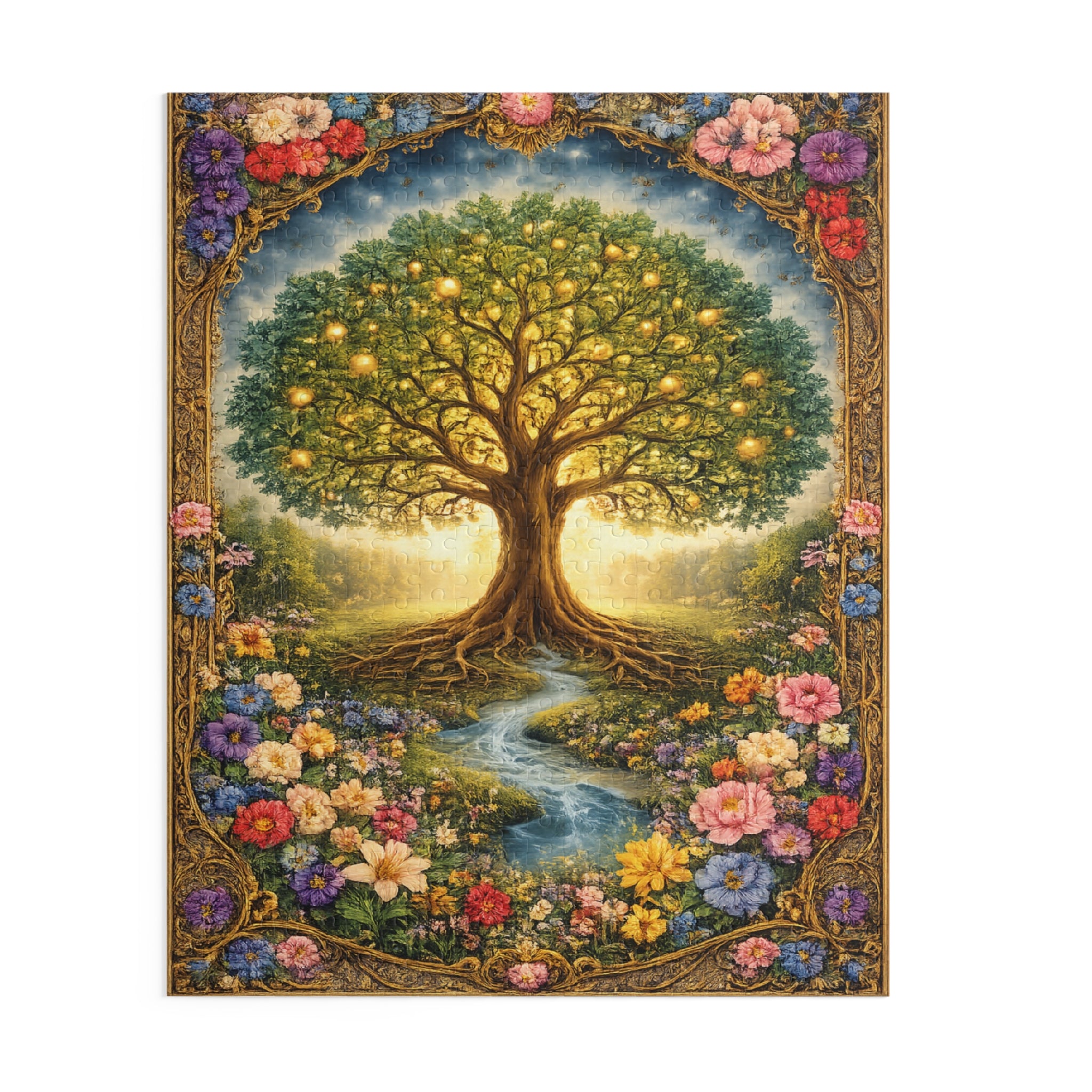 500 Piece Tree of Life Puzzle | Nature Jigsaw Puzzle | Colorful Floral Landscape Puzzle | Relaxing Adult Puzzle Gift | 16 x 20 | 500 pieces