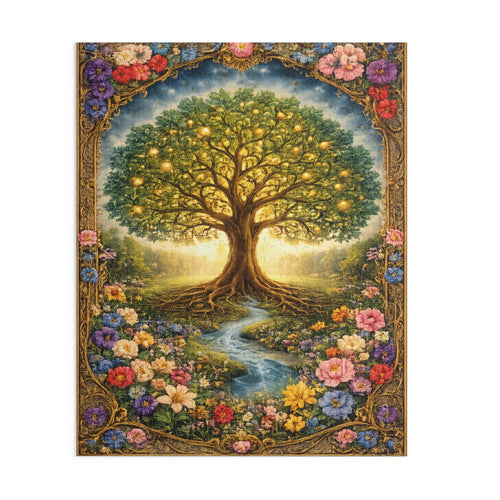 500 Piece Tree of Life Puzzle | Nature Jigsaw Puzzle | Colorful Floral Landscape Puzzle | Relaxing Adult Puzzle Gift | 16 x 20 | 500 pieces