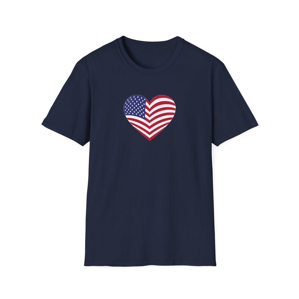 American Flag Heart TShirt | Patriotic USA Love Tee | Red White Blue Graphic Tee | Summer USA Shirt | 4 colors - 100% cotton